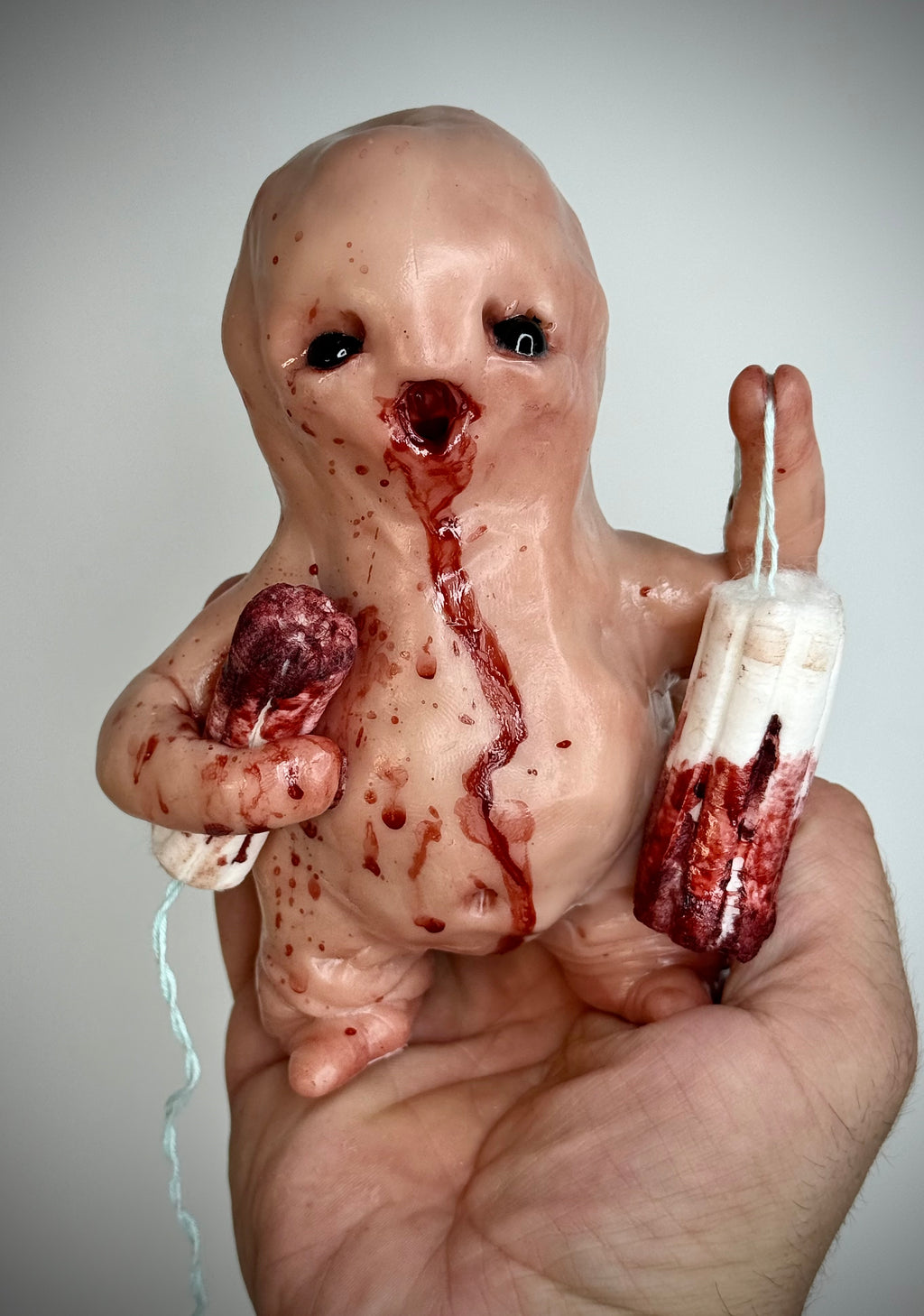 Tastes Like Pennies Disturbie – Grotesque Creature Sculpture – Weird Handmade Polymer Clay Oddity