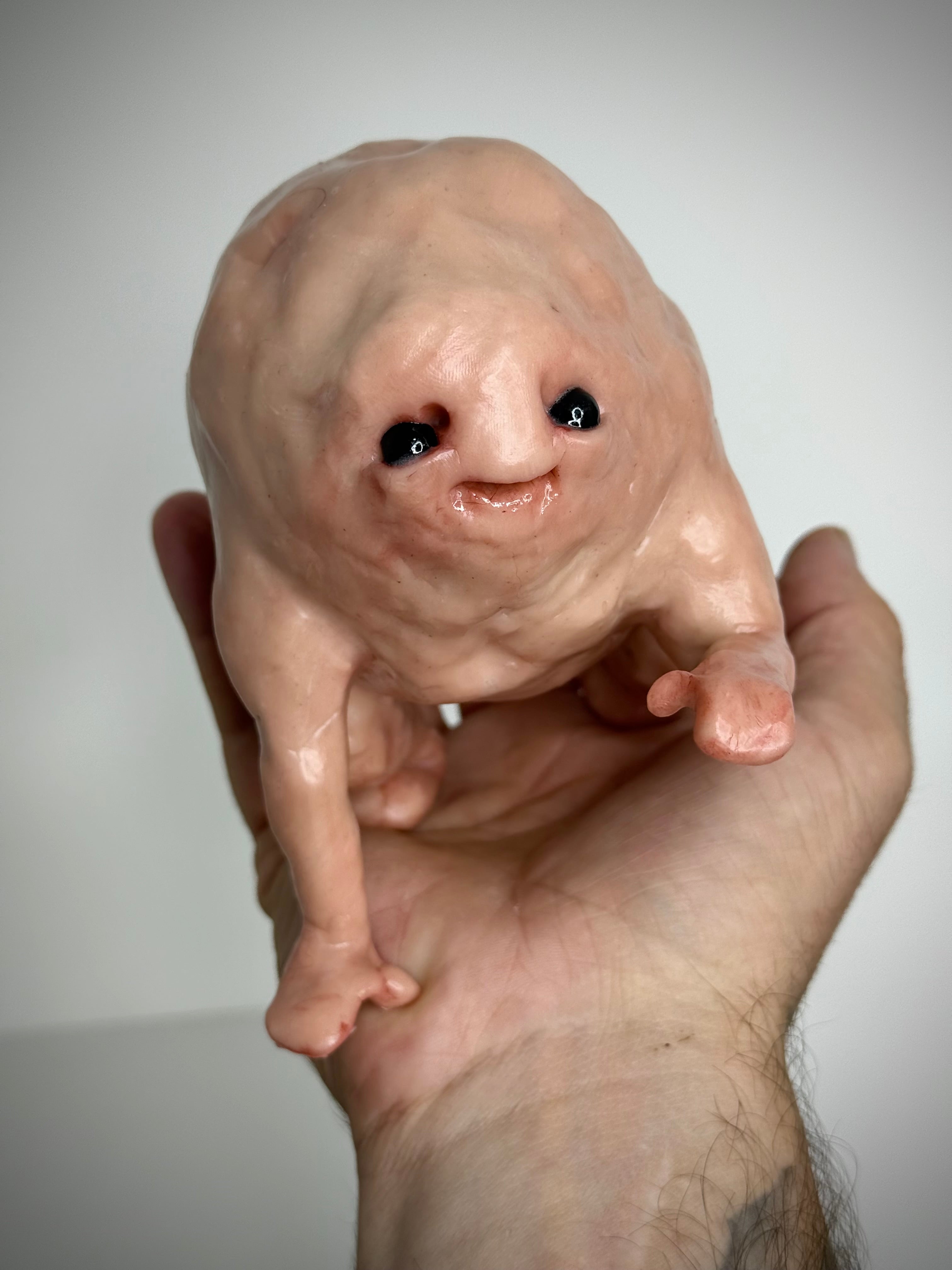 Hunchback Disturbie – Handmade Polymer Clay Creature Sculpture – Creepy Cute Art Collectible