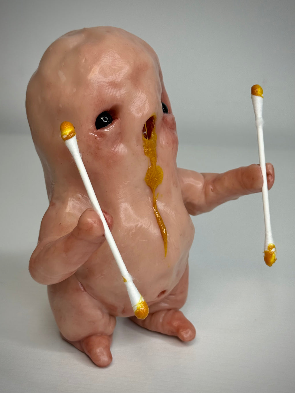 Ear Wax Disturbie – Grotesque Creature Sculpture – Weird Handmade Polymer Clay Oddity