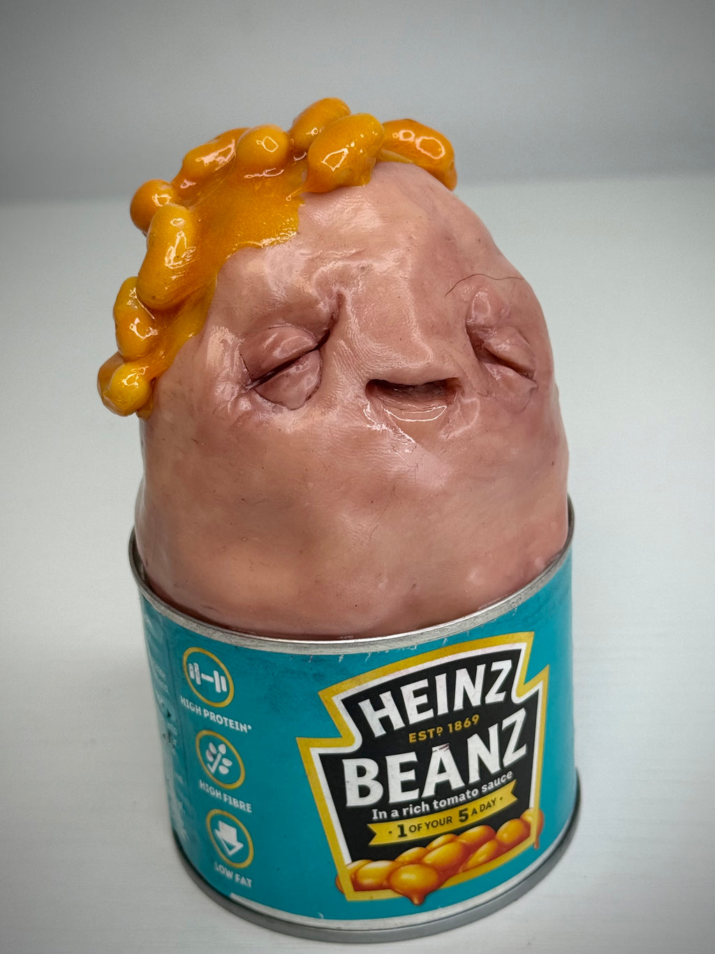 bEaNz – Sentient Bean Can Sculpture – Weird Handmade Polymer Clay Oddity