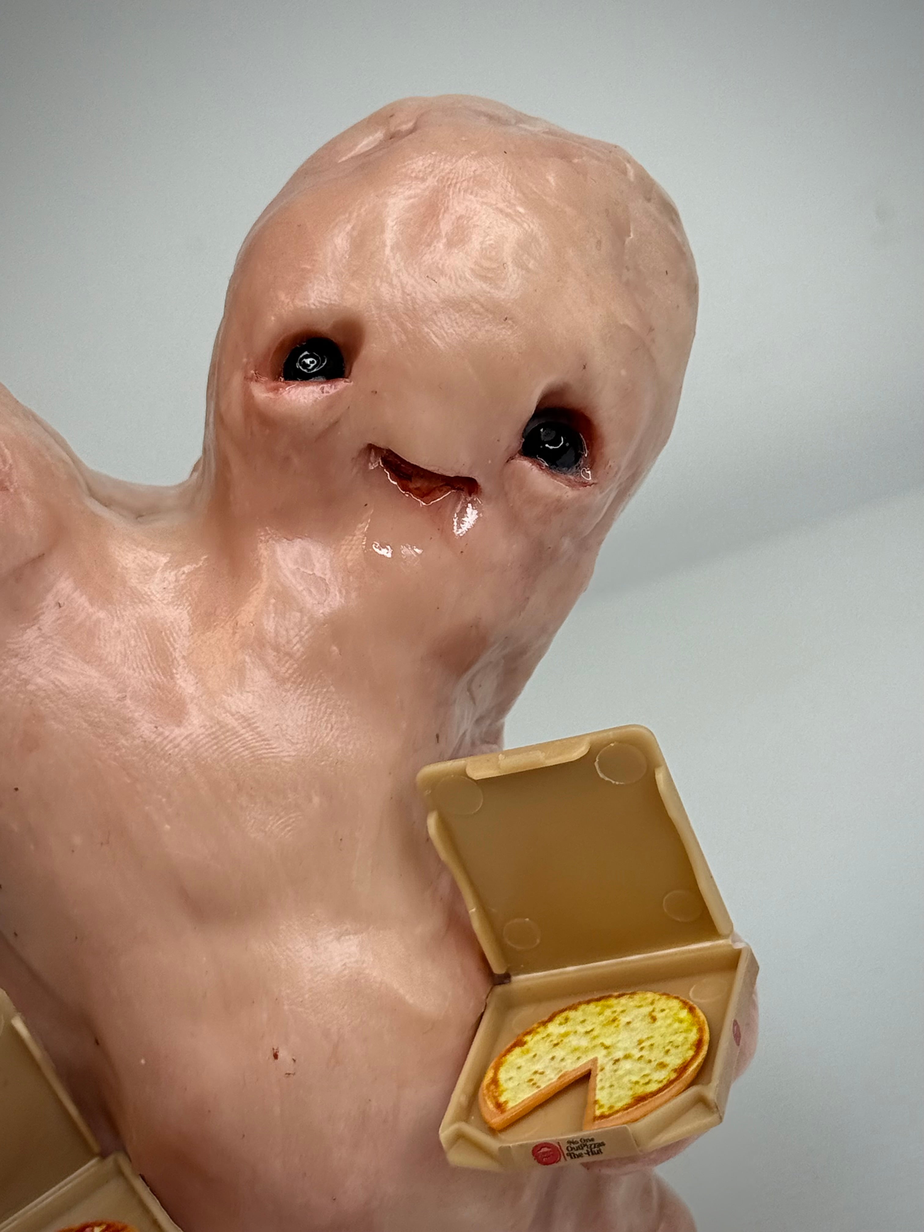 Pizza Disturbie – Two Headed Creature Sculpture – Weird Handmade Polymer Clay Oddity