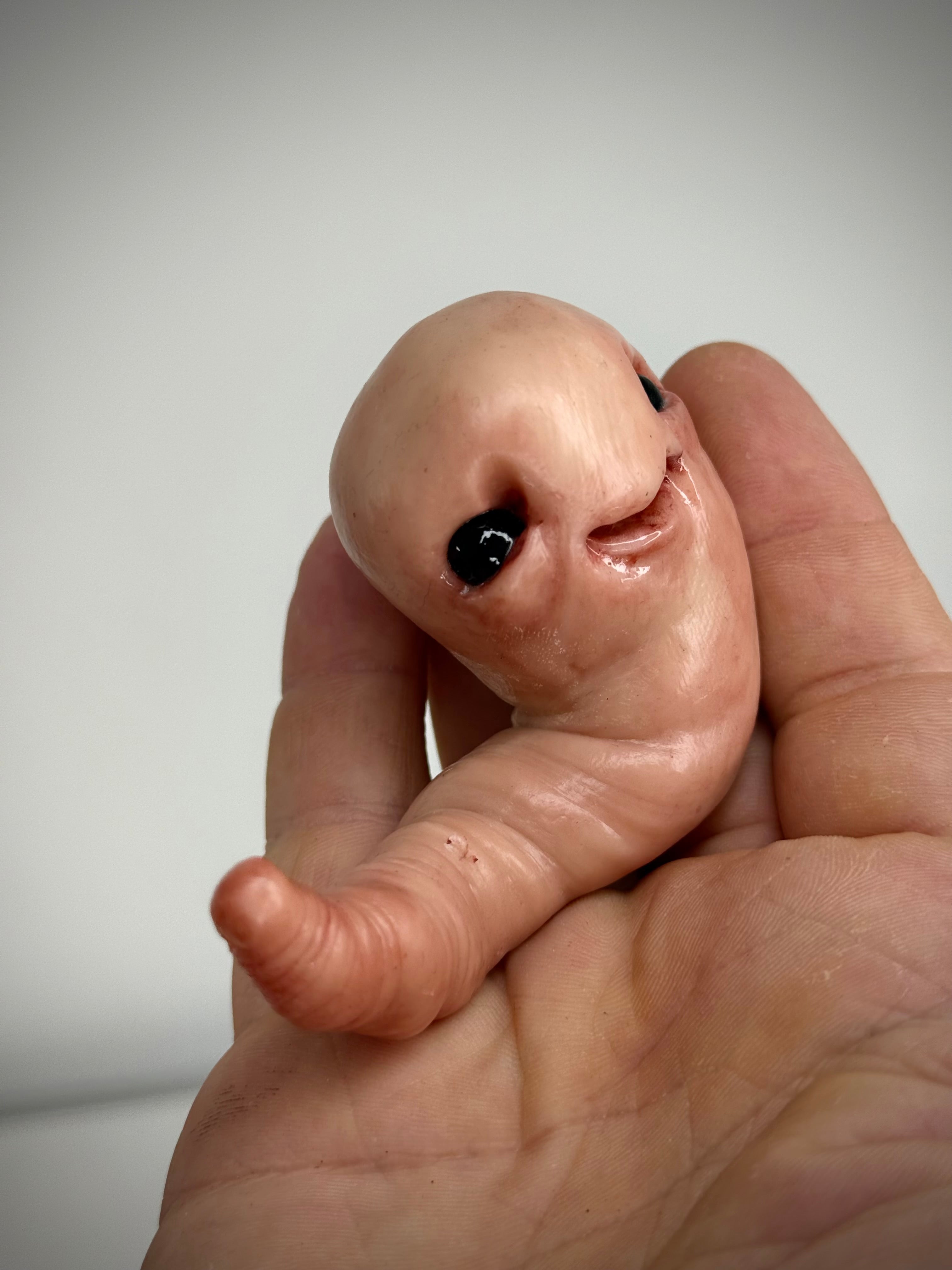 Happy Grub Handmade Polymer Clay Creature Sculpture Weird Art Collectible Creepy Cute Decor