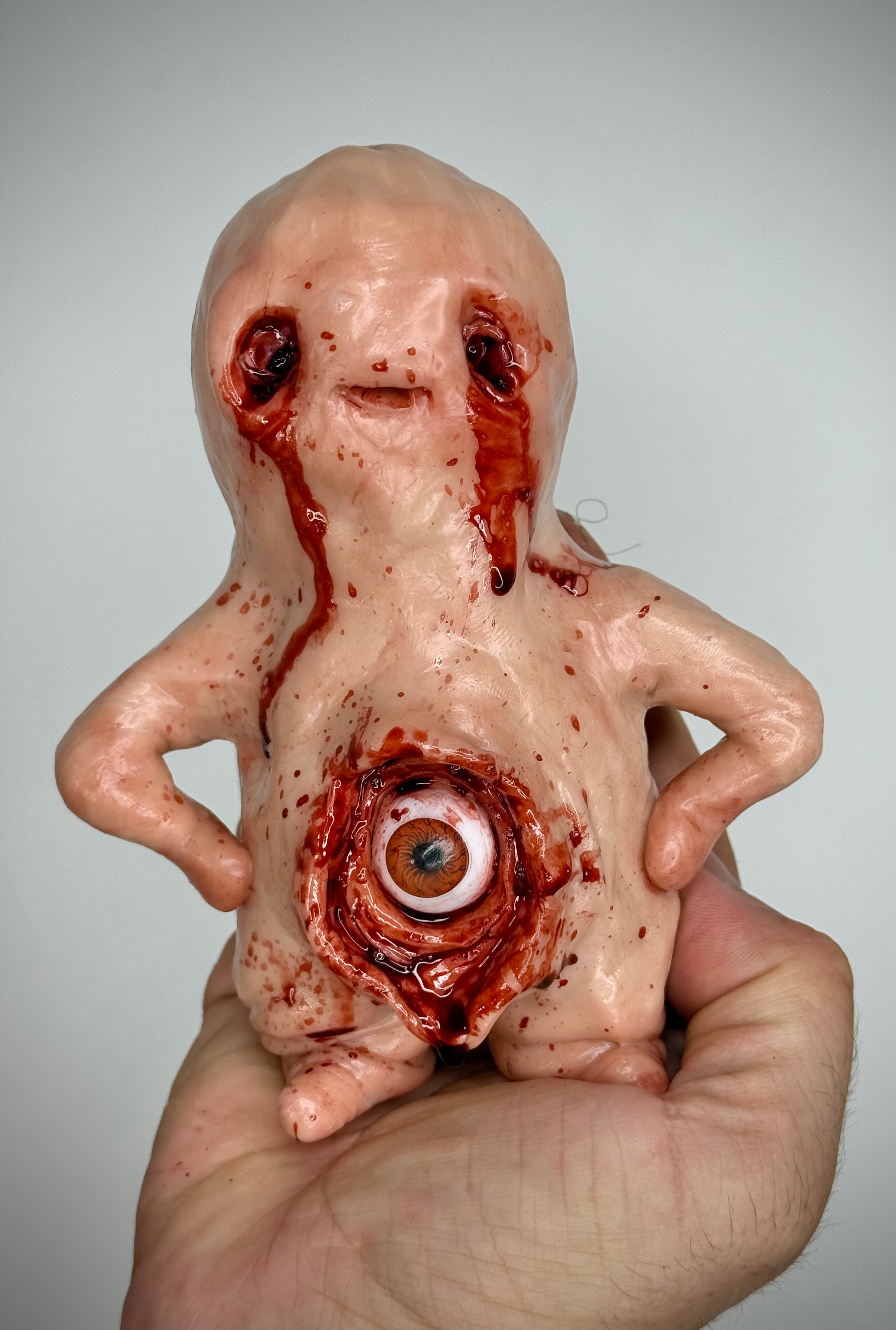 All Seeing Disturbie – Grotesque Eyeball Creature Sculpture – Weird Handmade Polymer Clay Oddity