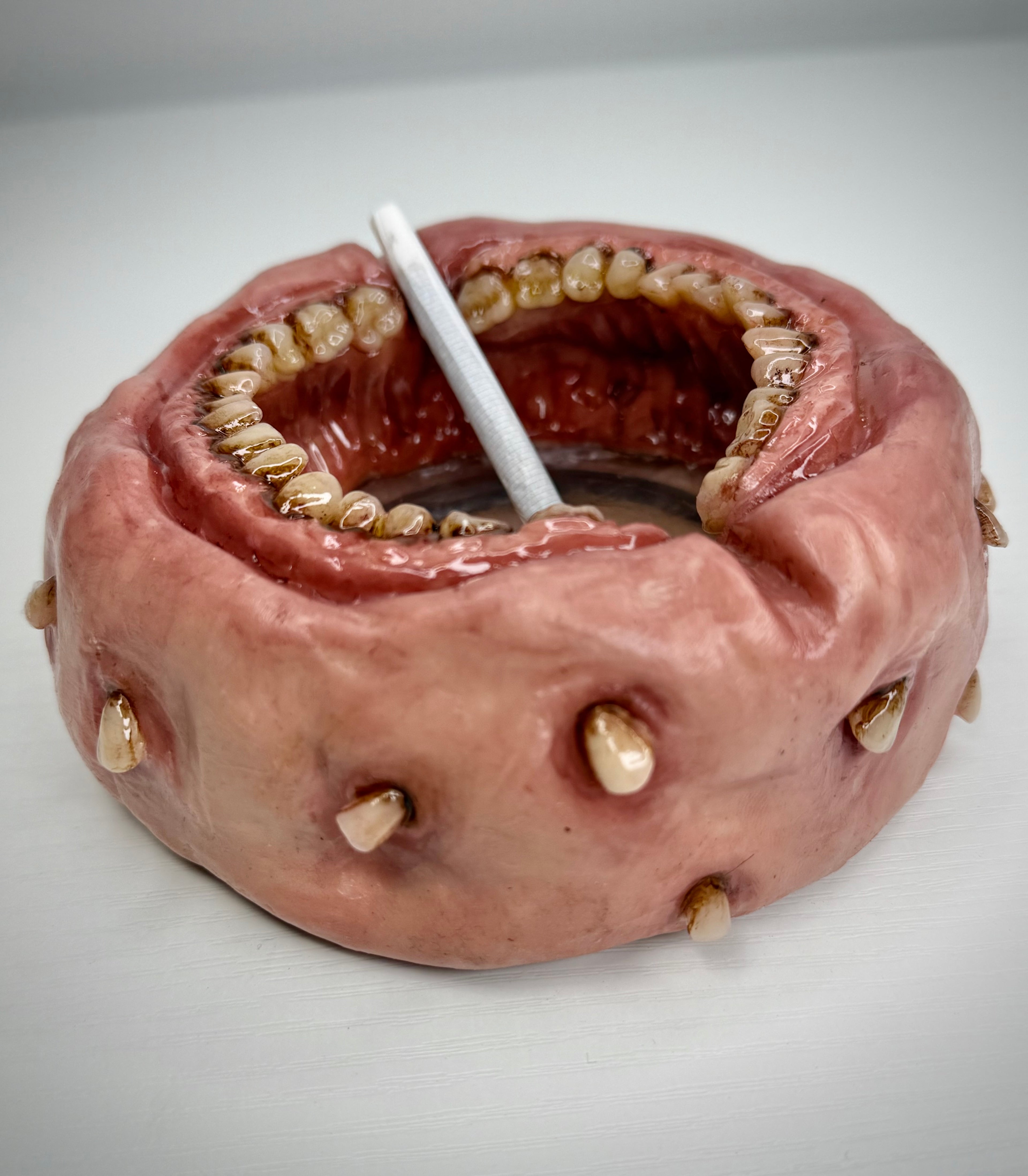 Rotten Mouth Ashtray – Grotesque Teeth Ashtray – Weird Handmade Polymer Clay Horror Decor
