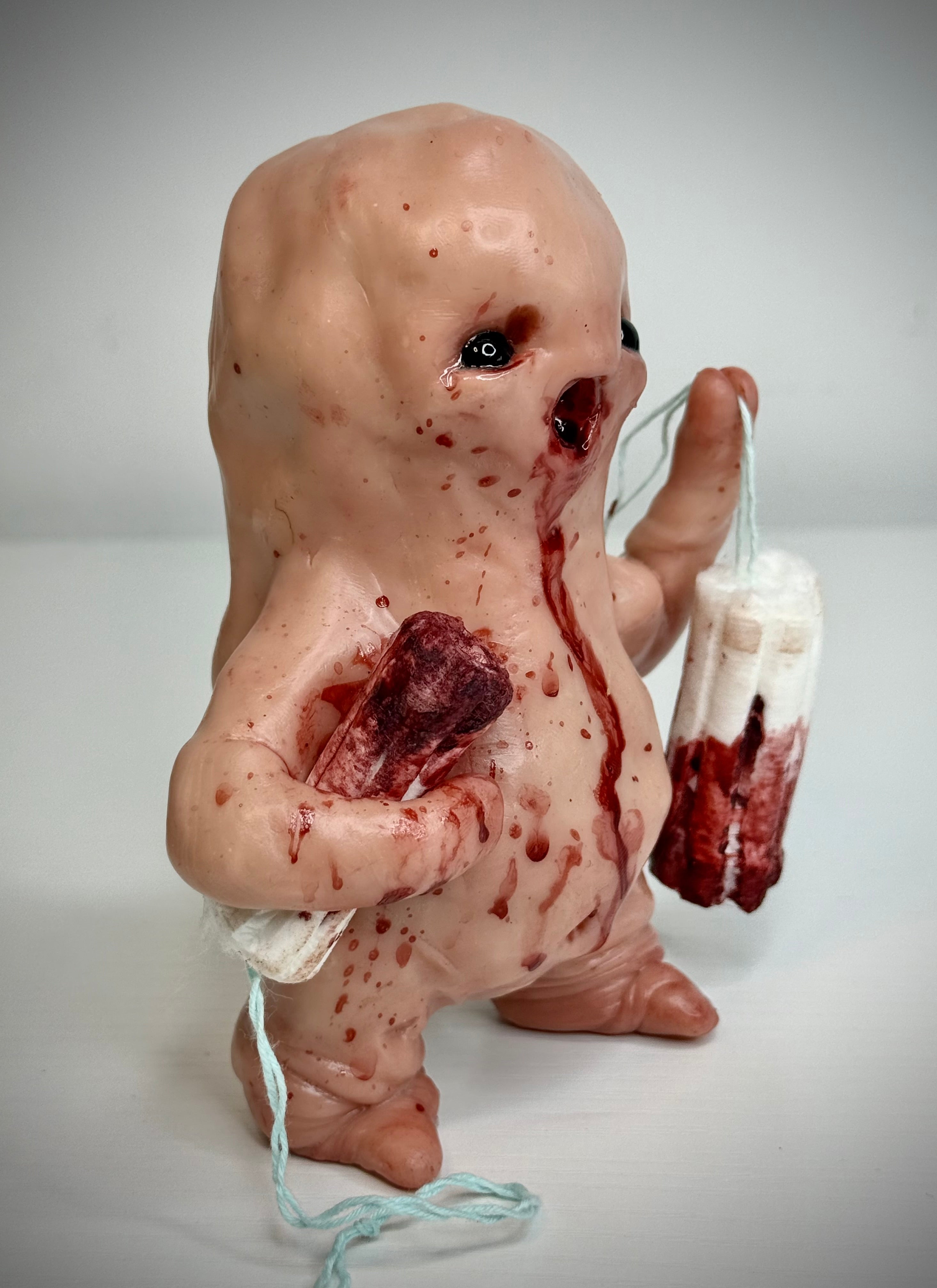 Tastes Like Pennies Disturbie – Grotesque Creature Sculpture – Weird Handmade Polymer Clay Oddity