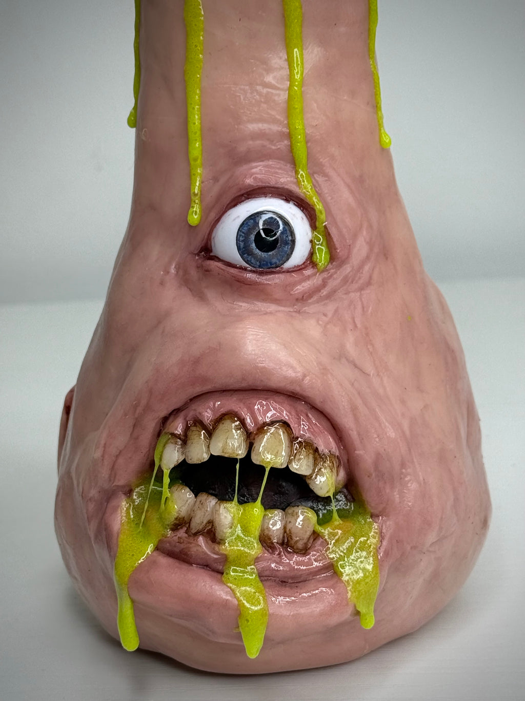 Glowing That’s Vile Bong – Glow in the Dark Horror Bong Sculpture – Weird Handmade Polymer Clay Oddity )
