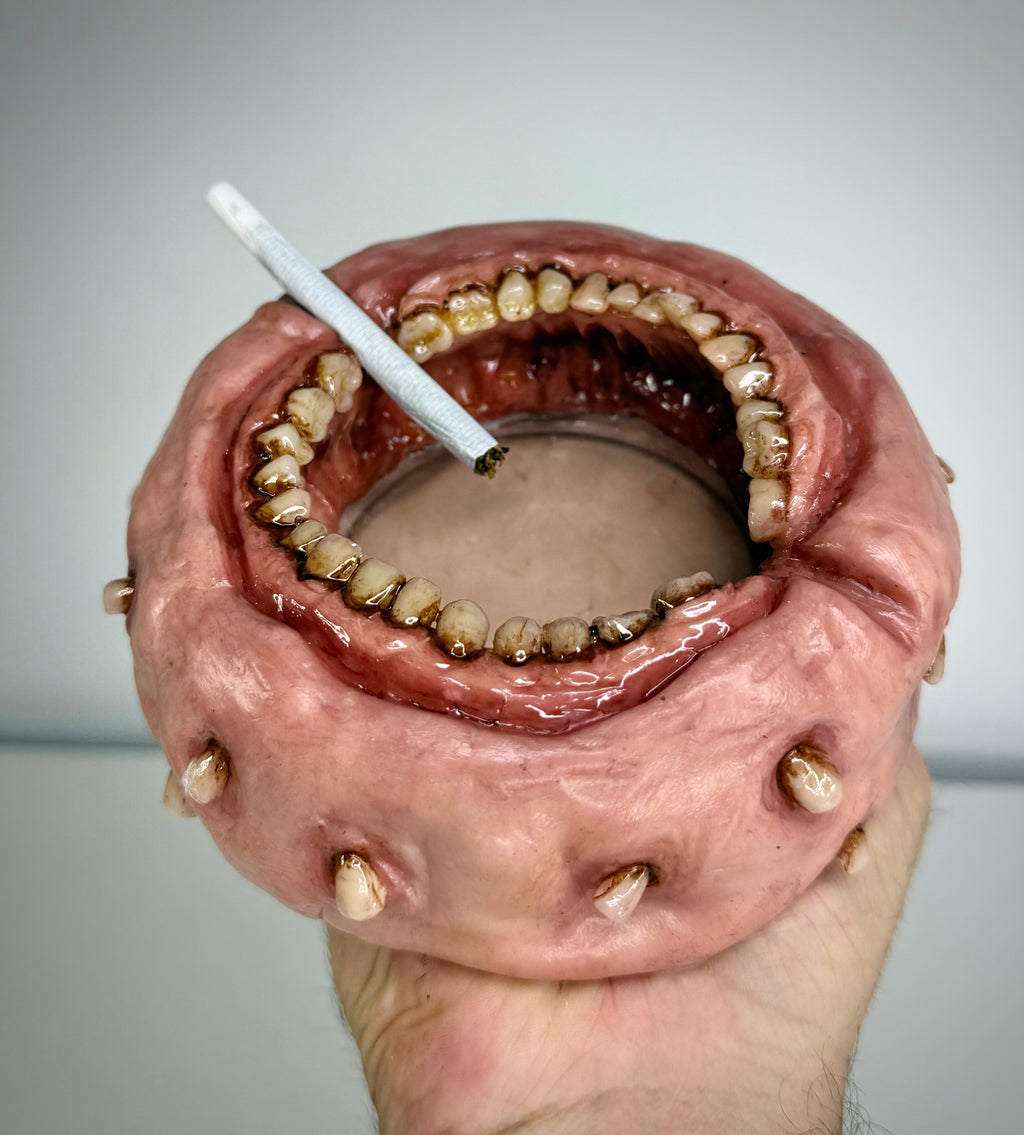 Rotten Mouth Ashtray – Grotesque Teeth Ashtray – Weird Handmade Polymer Clay Horror Decor