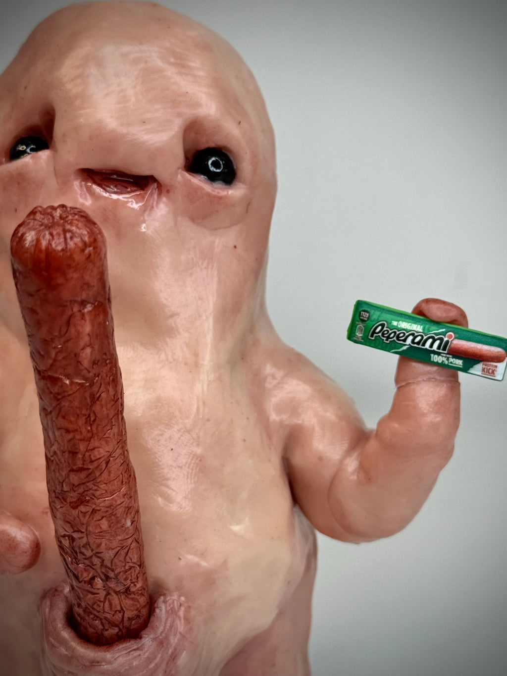 Pepperami Disturbie – Grotesque Creature Sculpture – Weird Handmade Polymer Clay Oddity