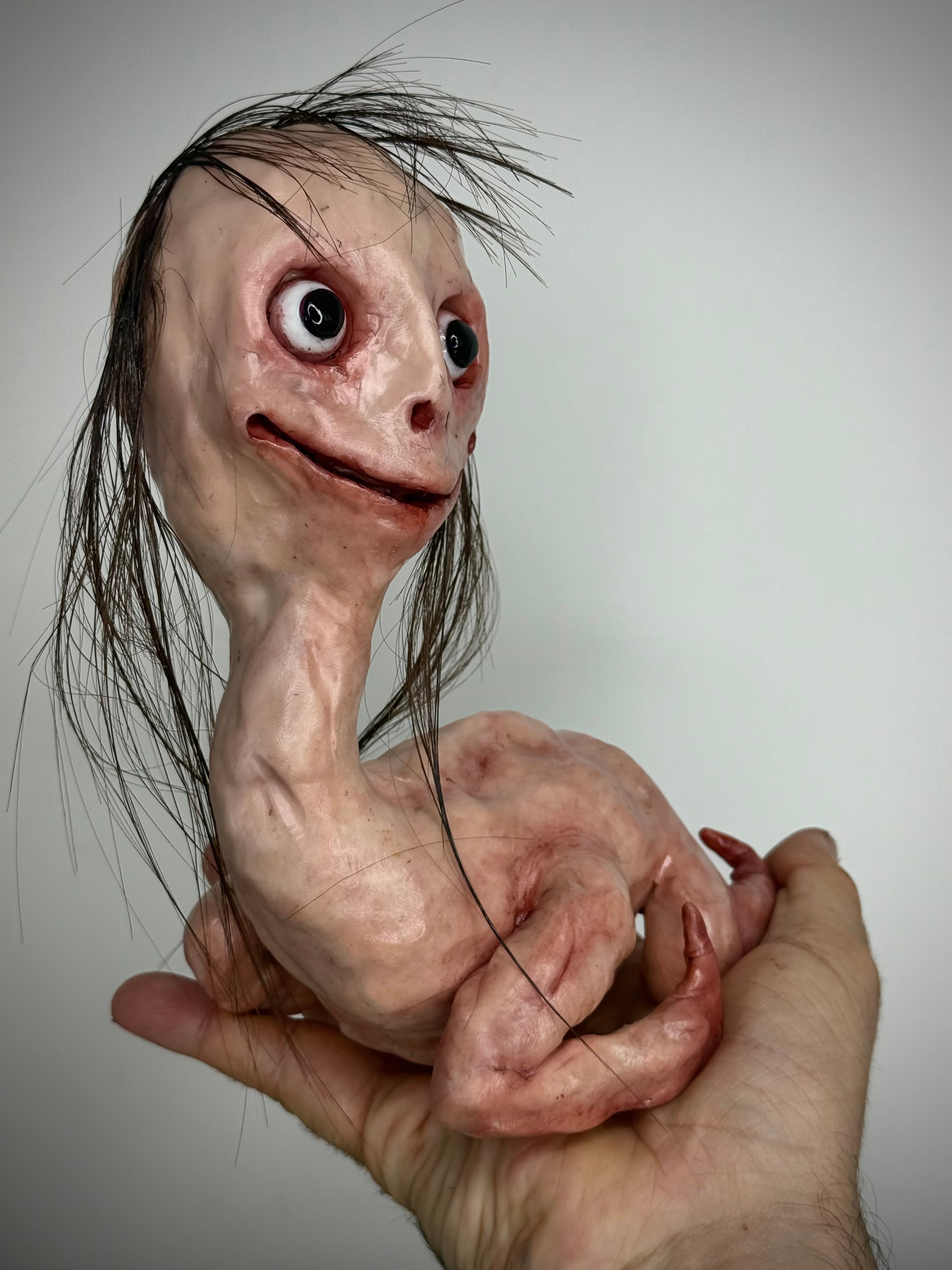 Momo Inspired Bird Creature Sculpture – Weird Handmade Polymer Clay Oddity