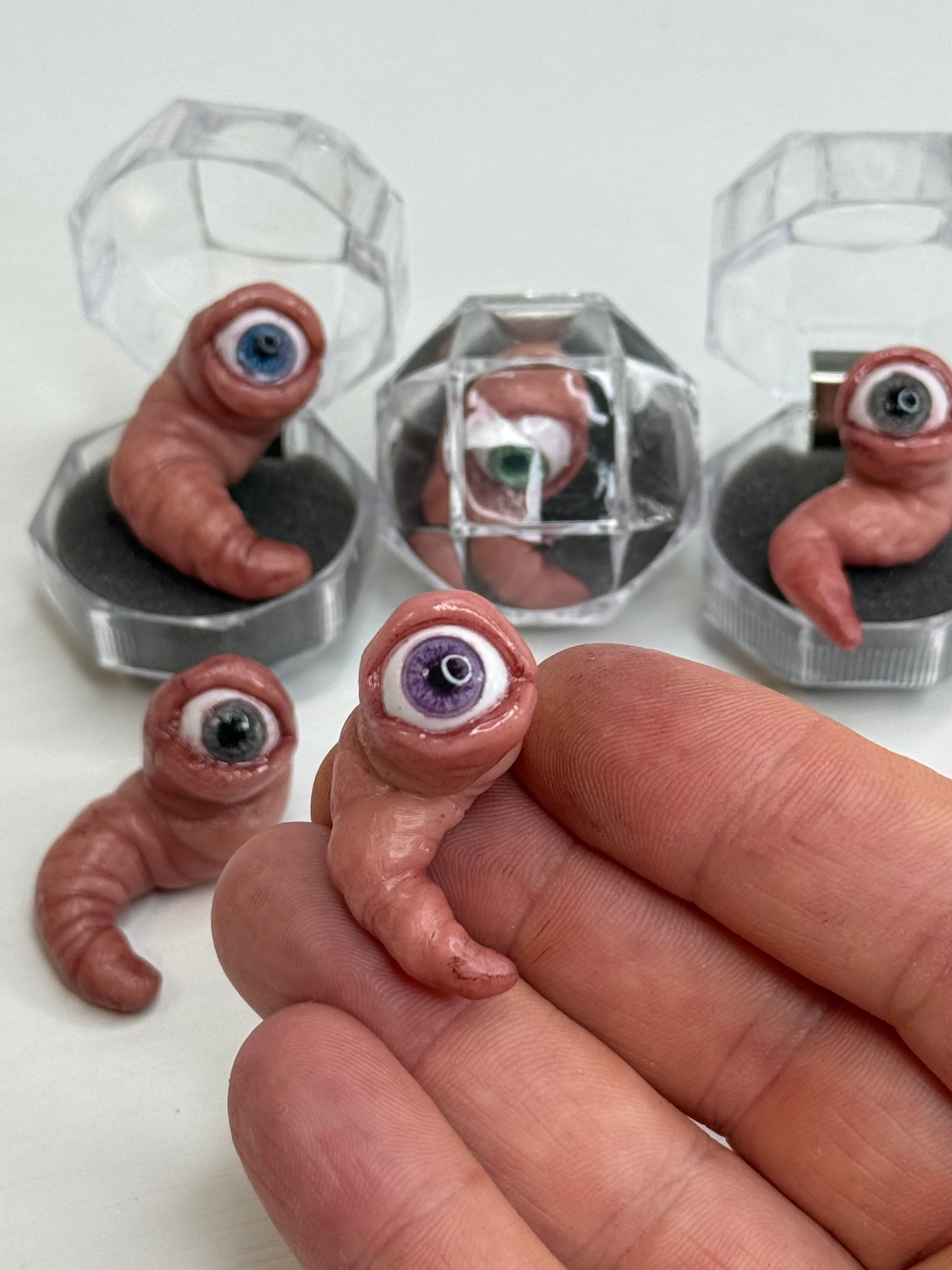 Baby Worm Blind Box Handmade Polymer Clay Cyclops Creature Collectible Mystery Gift