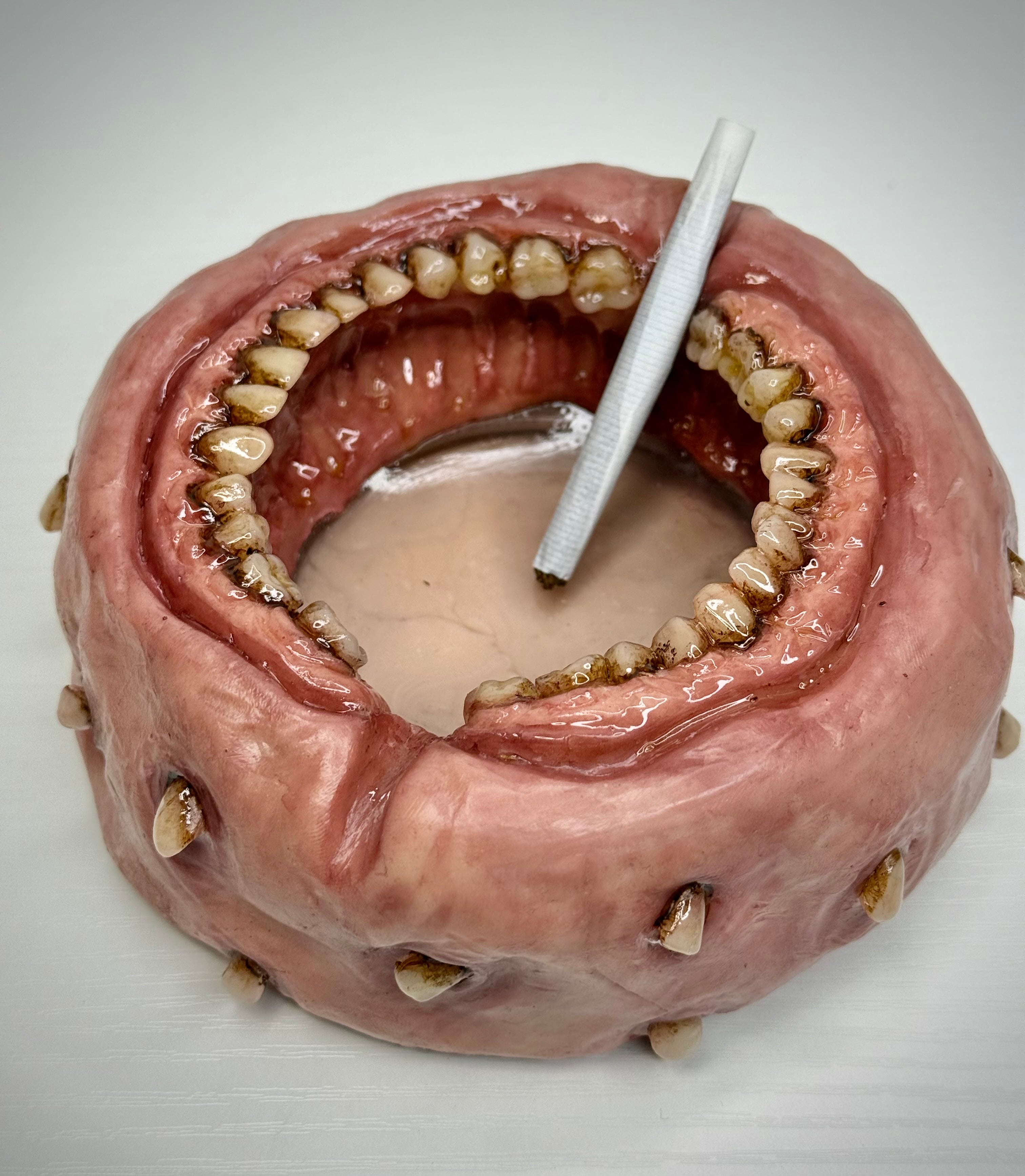 Rotten Mouth Ashtray – Grotesque Teeth Ashtray – Weird Handmade Polymer Clay Horror Decor