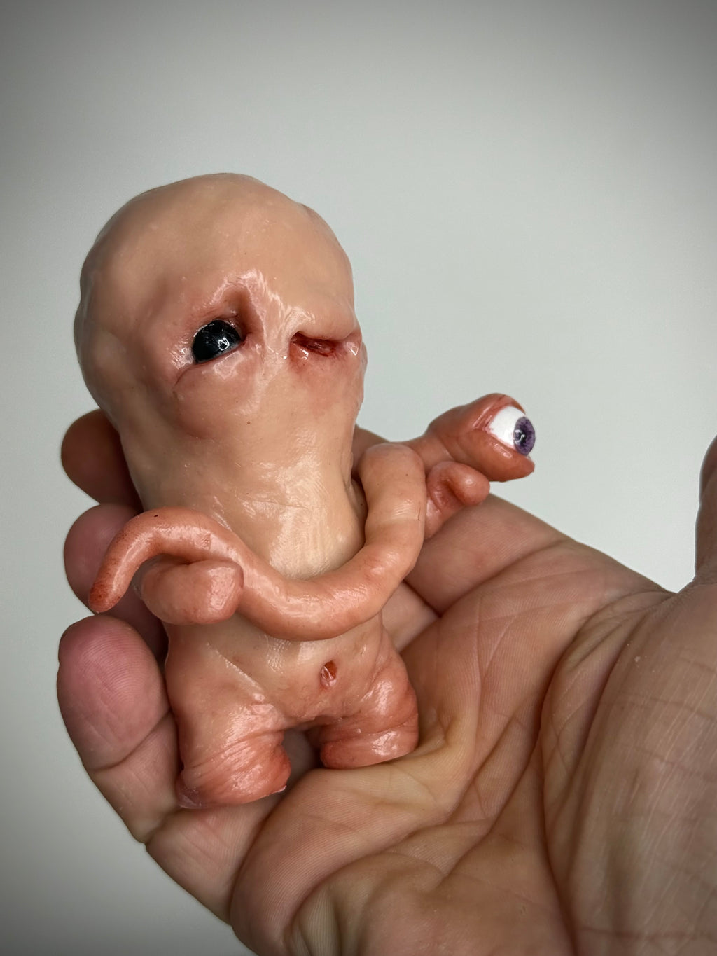Disturbie & Curious Eyeworm – Handmade Polymer Clay Creature Sculpture