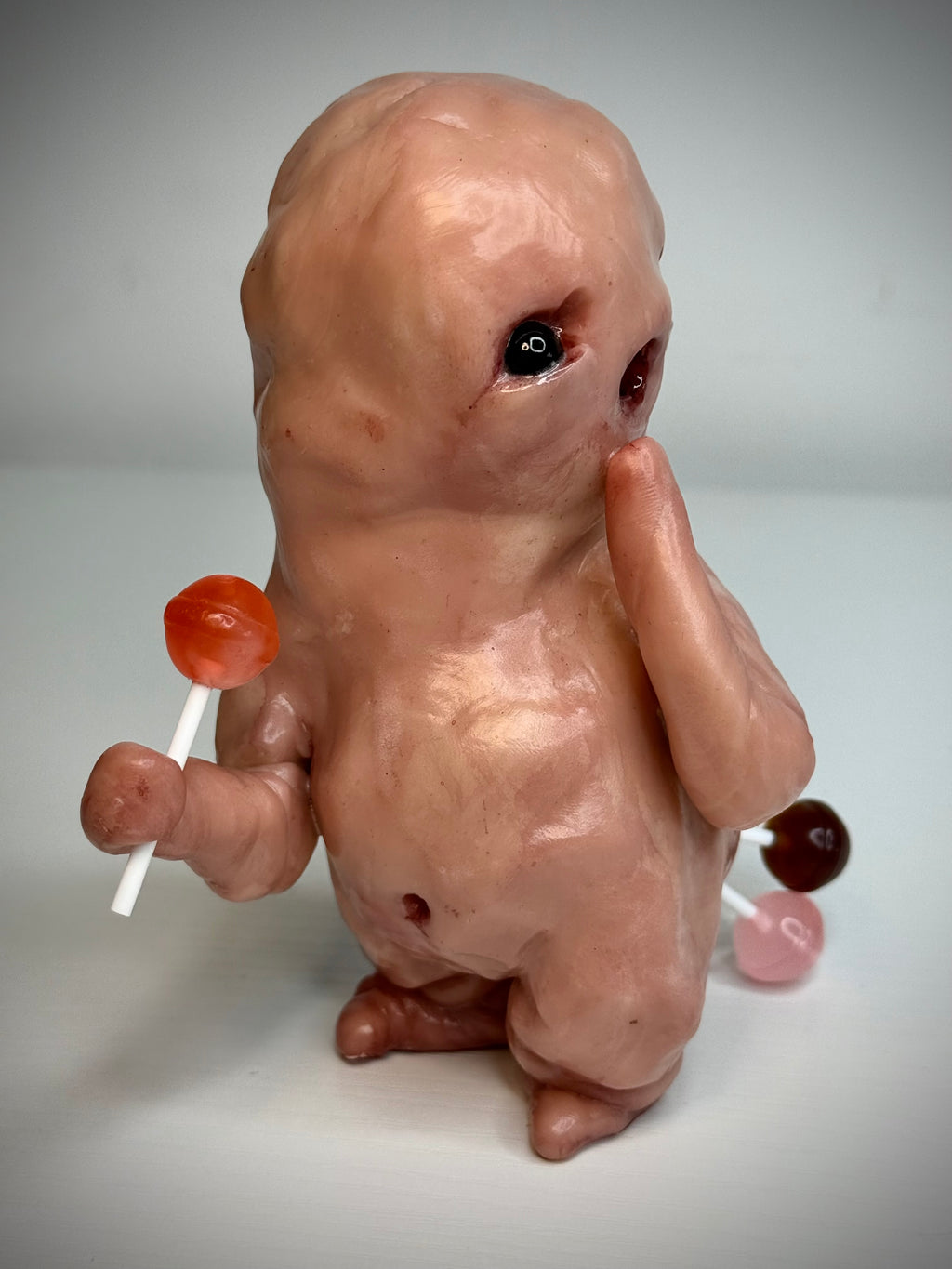 Lollipop Disturbie – Grotesque Creature Sculpture – Weird Handmade Polymer Clay Oddity