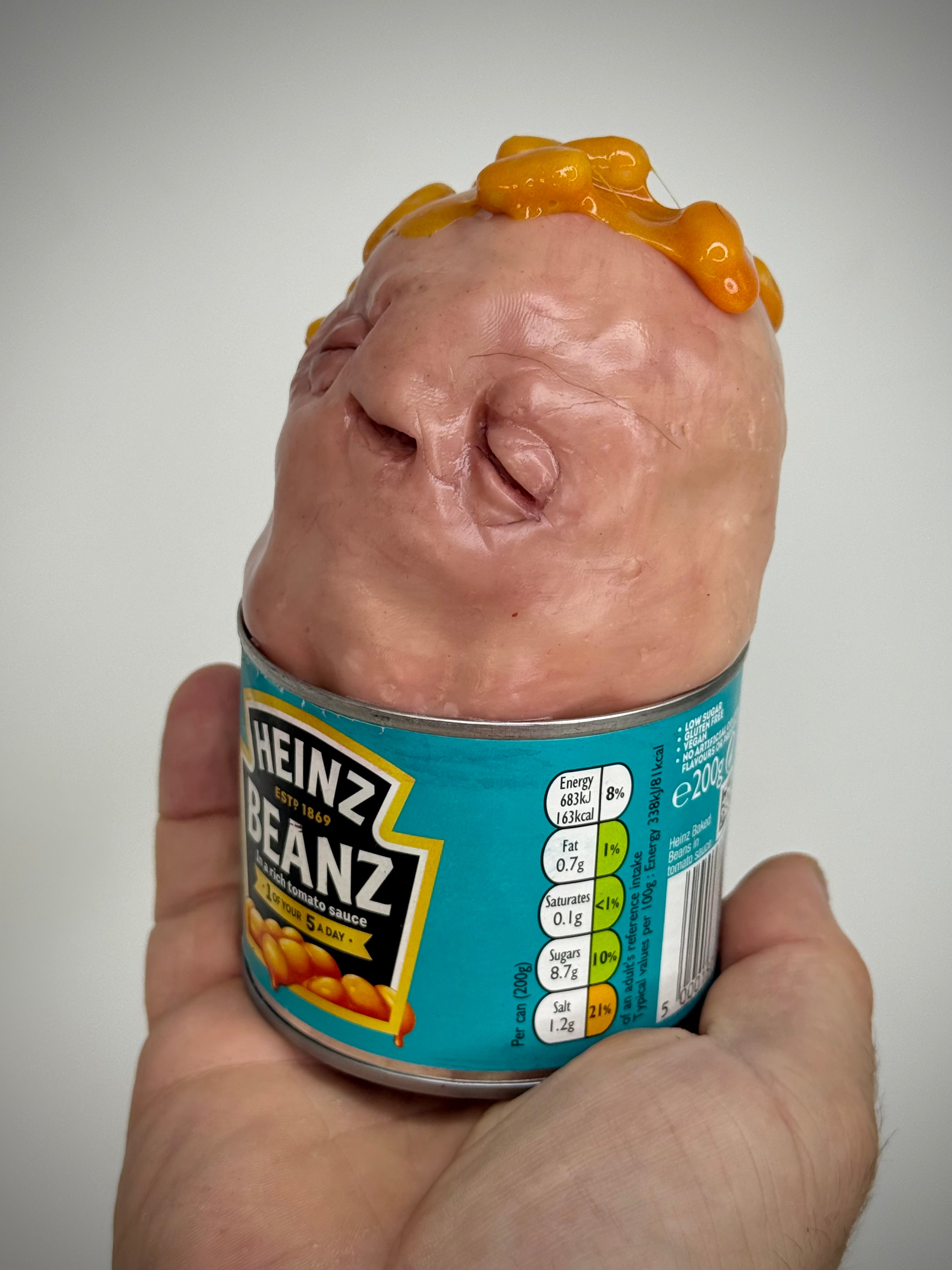 bEaNz – Sentient Bean Can Sculpture – Weird Handmade Polymer Clay Oddity