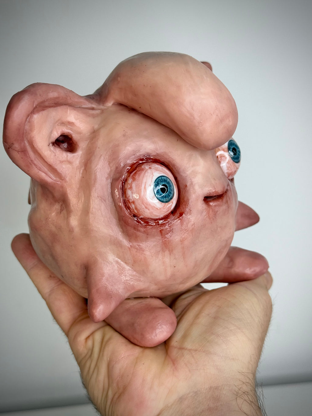 Pokémon Inspired Jigglypiff Sculpture – Grotesque Handmade Polymer Clay Oddity – Weird Fan Art Collectible