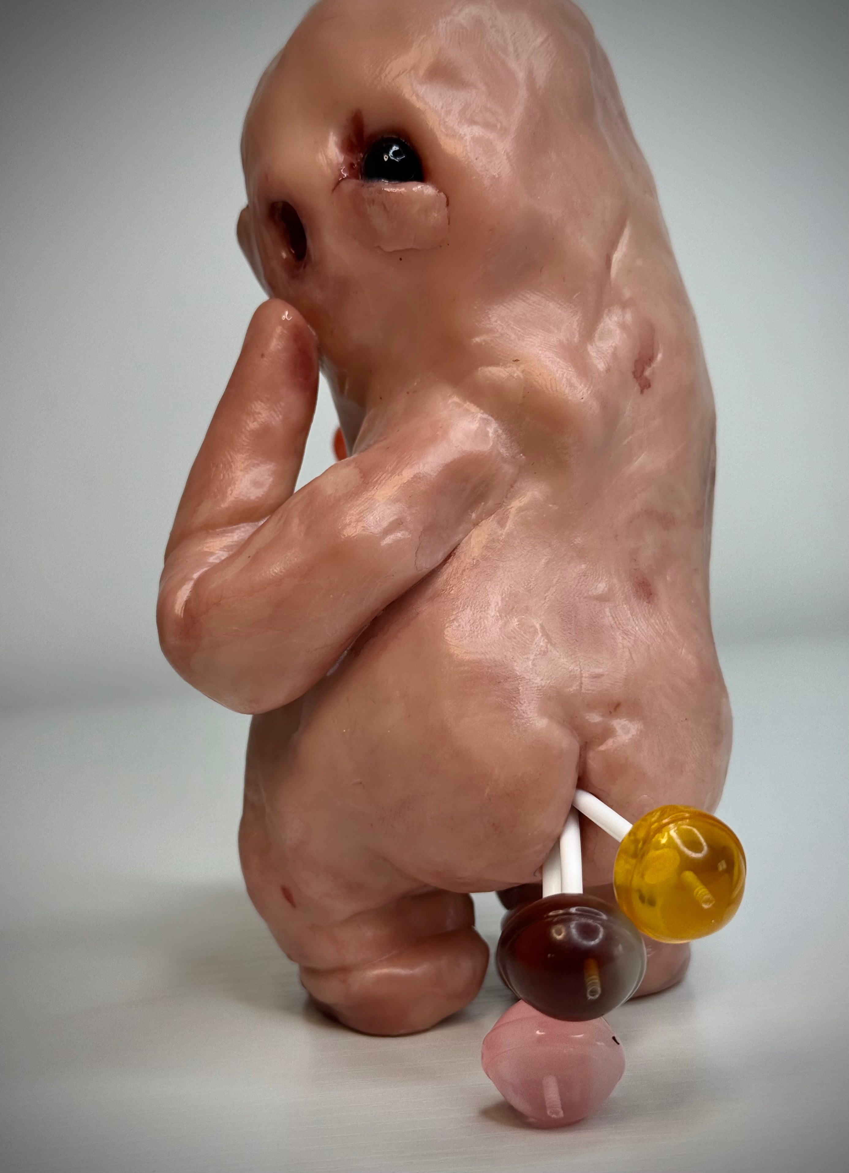 Lollipop Disturbie – Grotesque Creature Sculpture – Weird Handmade Polymer Clay Oddity
