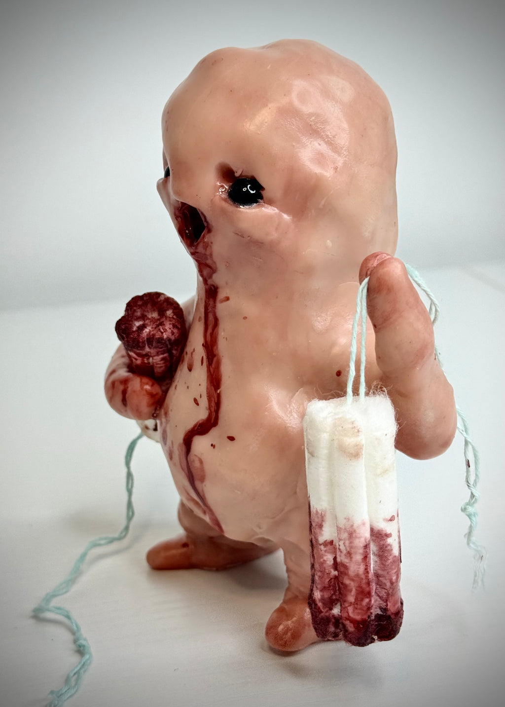 Tastes Like Pennies Disturbie – Grotesque Creature Sculpture – Weird Handmade Polymer Clay Oddity