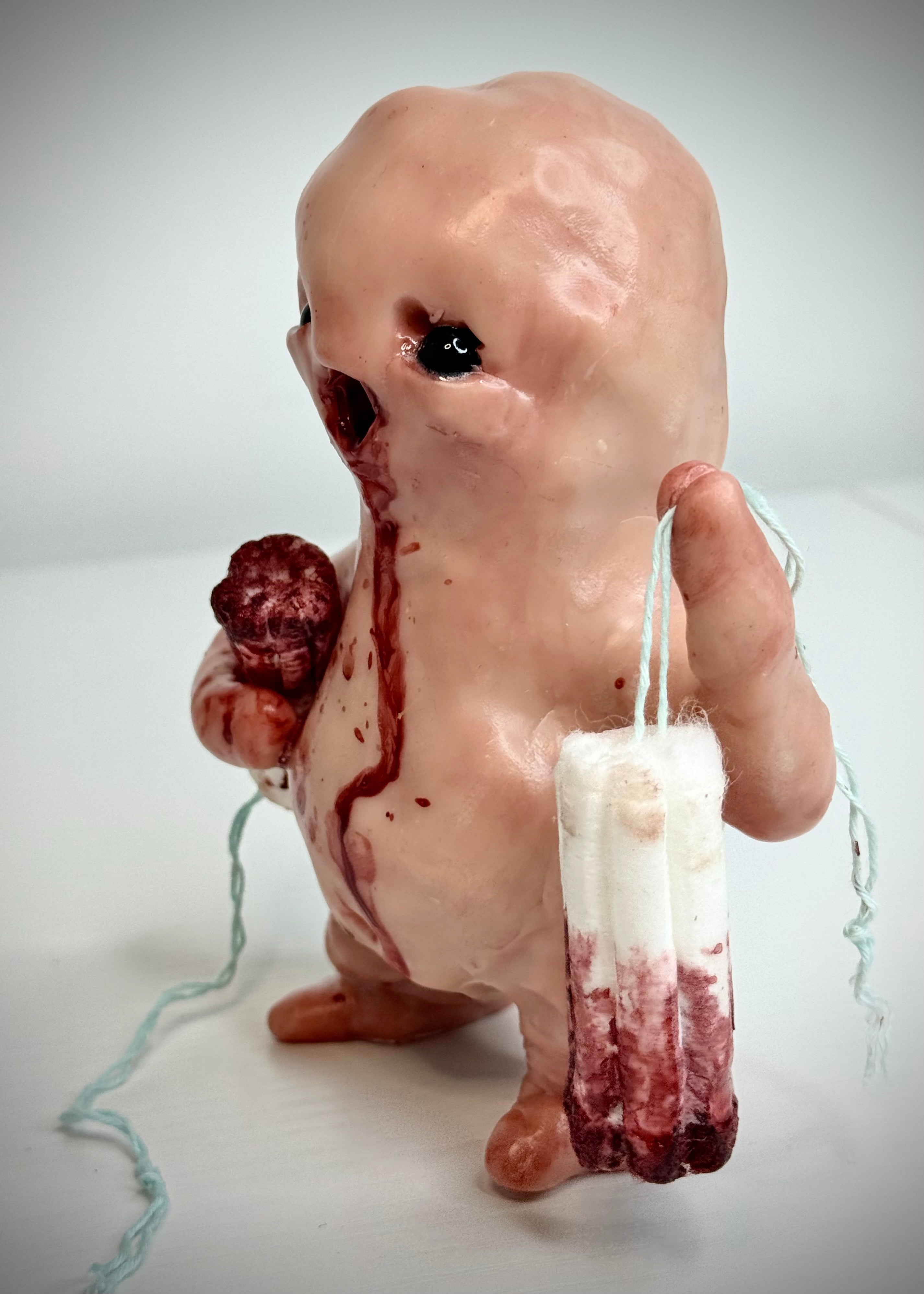 Tastes Like Pennies Disturbie – Grotesque Creature Sculpture – Weird Handmade Polymer Clay Oddity