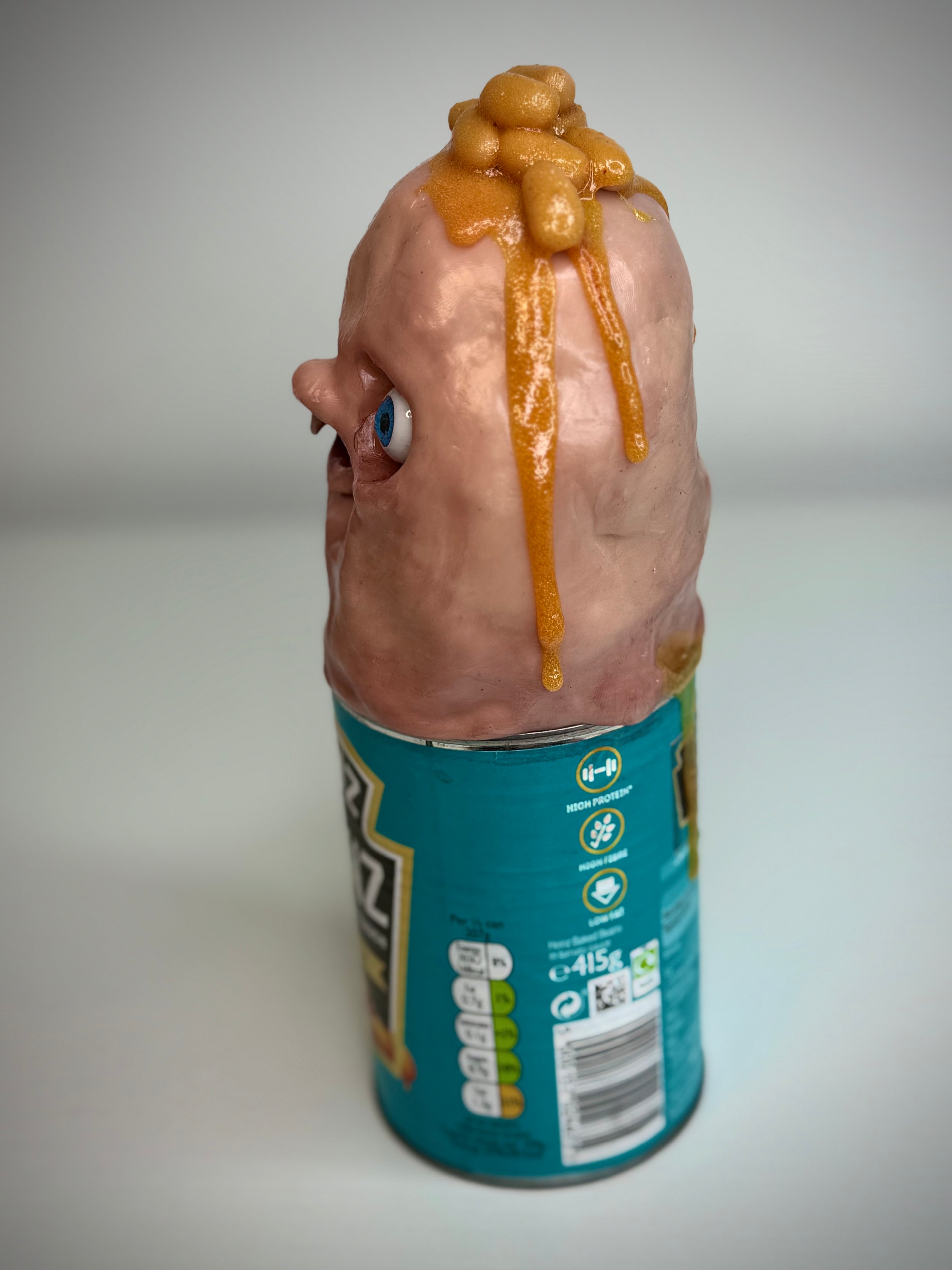 Beanie Boy – Heinz Beanz Creature Sculpture – Weird Handmade Polymer Clay Oddity