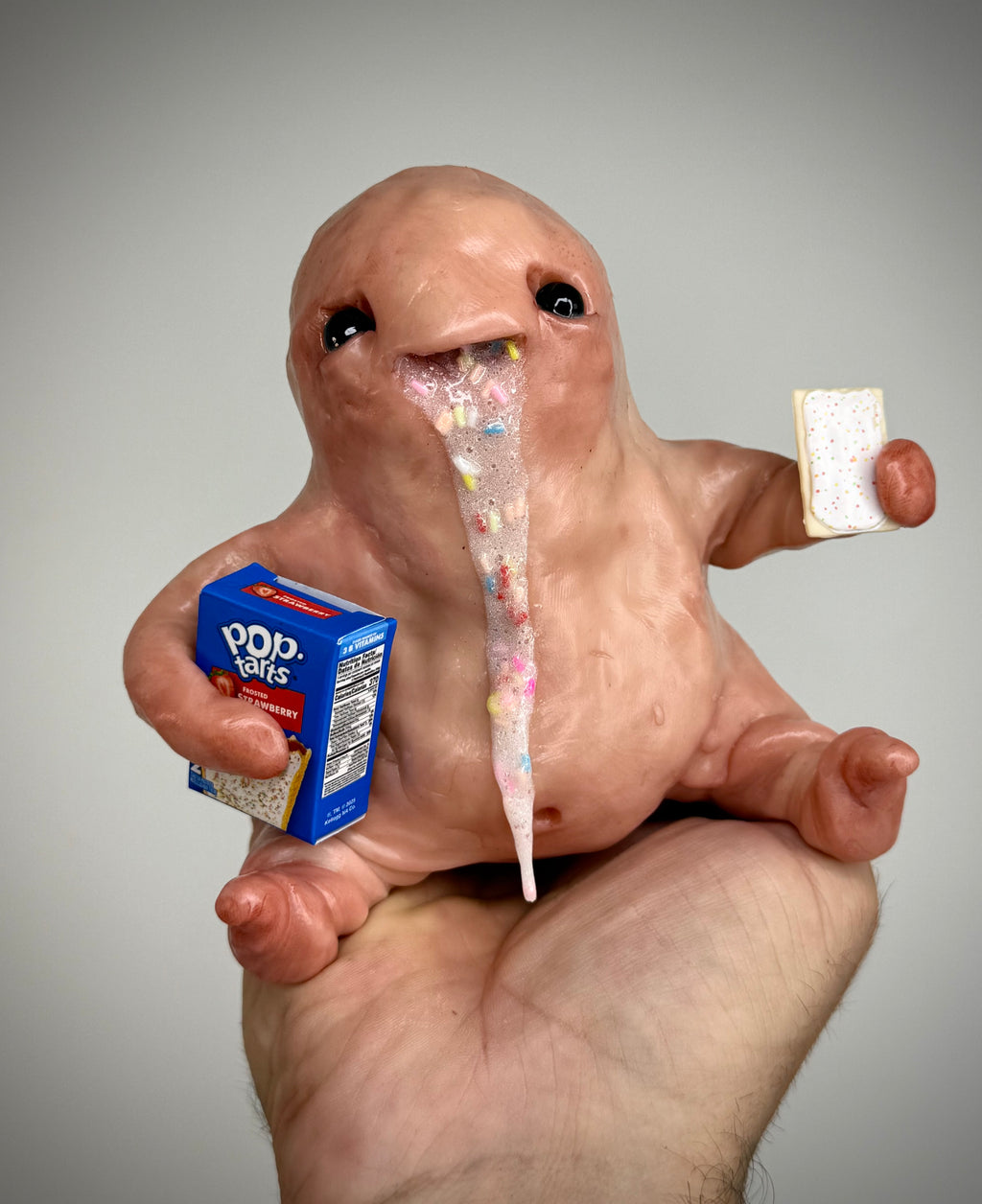 Pop Tart Disturbie – Frosted Breakfast Creature Sculpture – Weird Handmade Polymer Clay Oddity