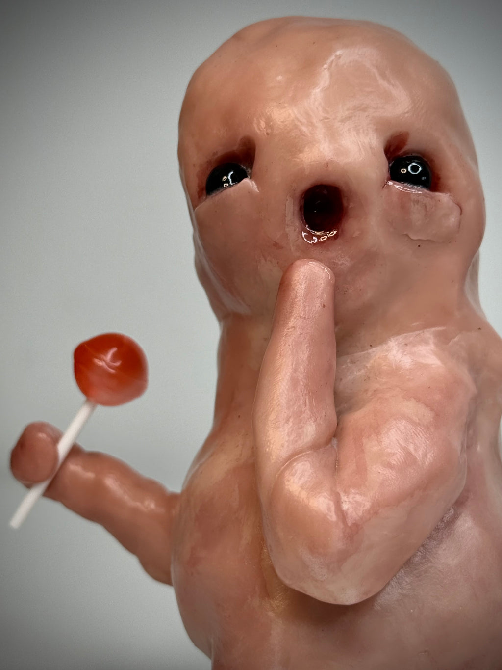 Lollipop Disturbie – Grotesque Creature Sculpture – Weird Handmade Polymer Clay Oddity