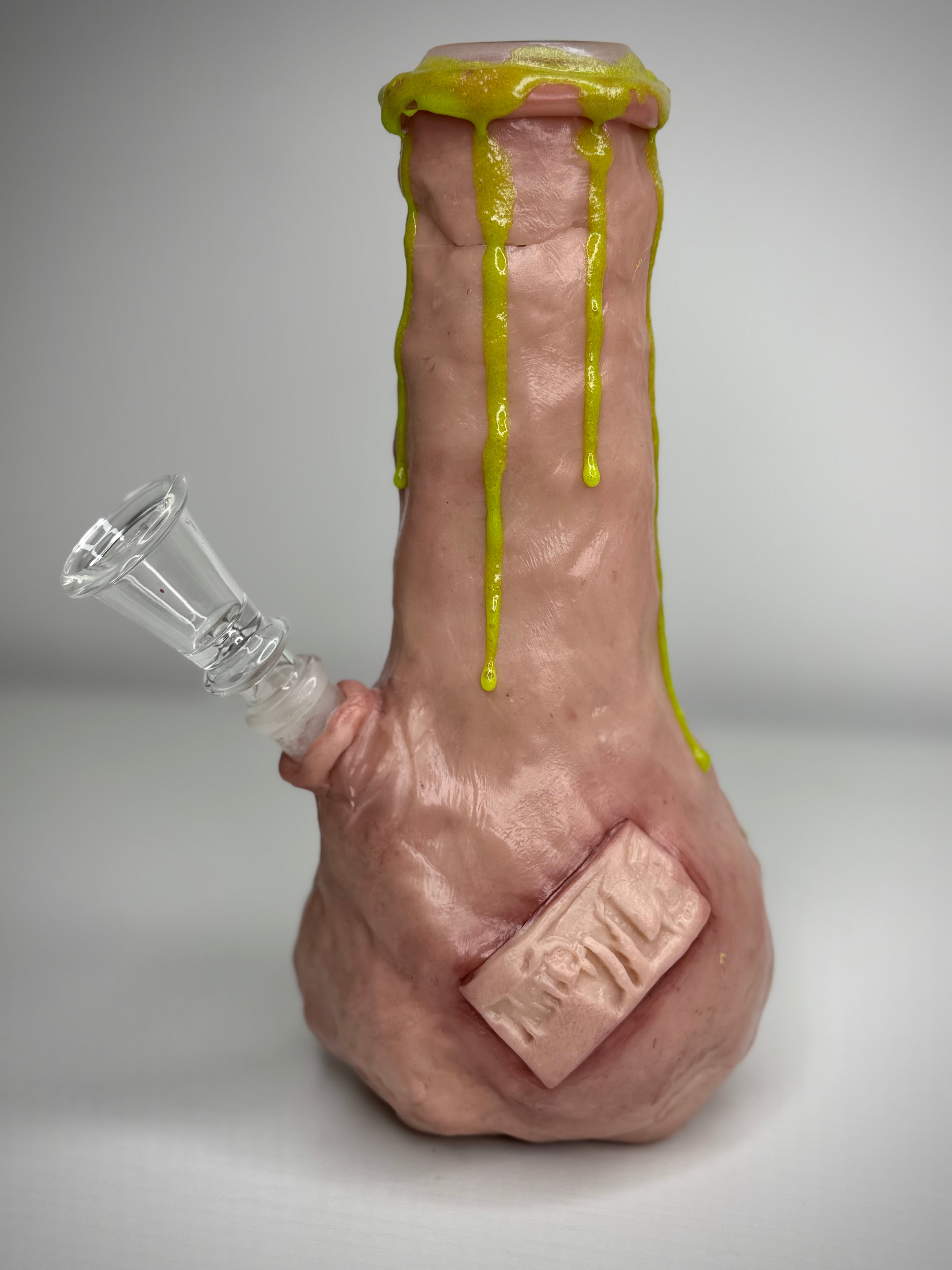 Glowing That’s Vile Bong – Glow in the Dark Horror Bong Sculpture – Weird Handmade Polymer Clay Oddity