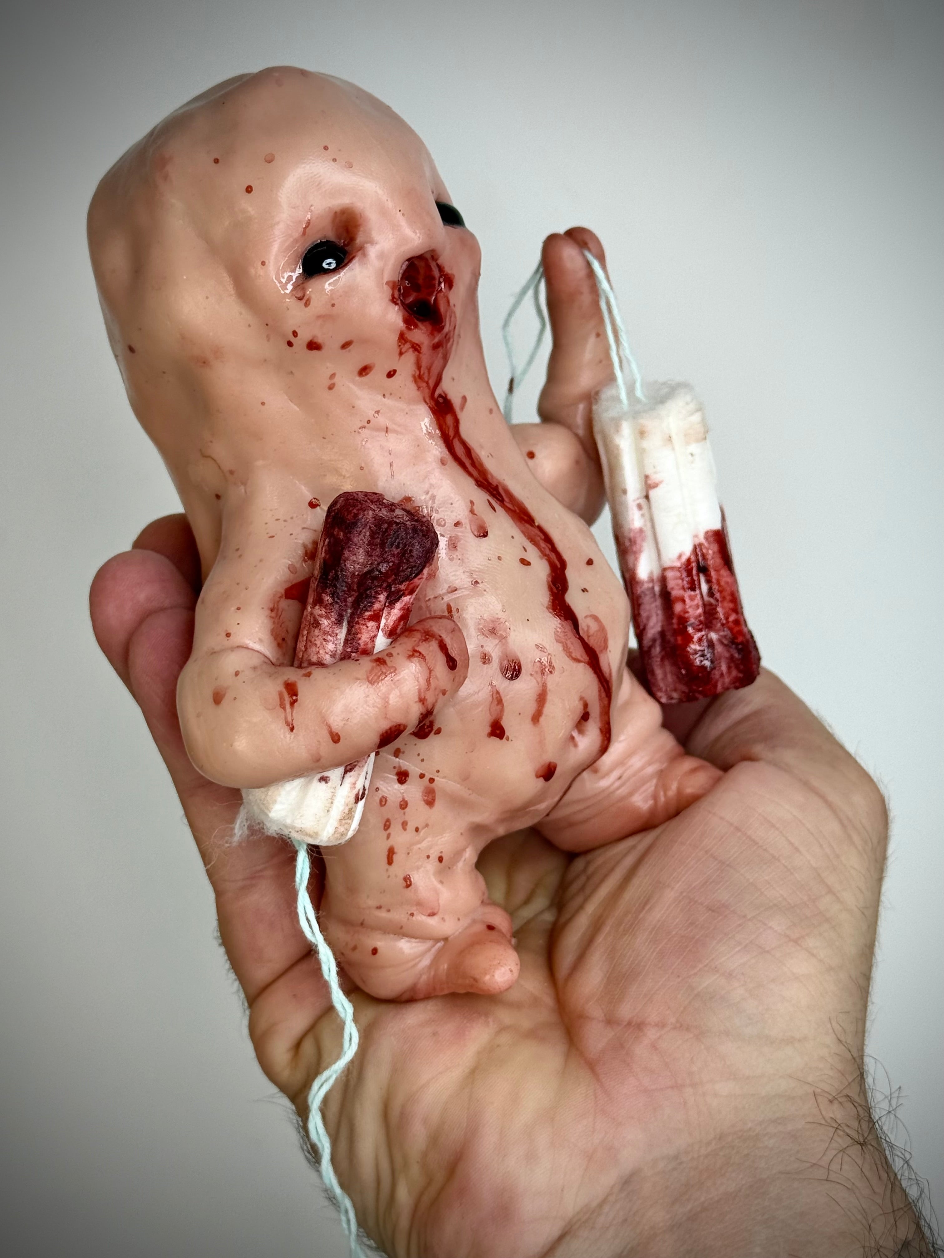 Tastes Like Pennies Disturbie – Grotesque Creature Sculpture – Weird Handmade Polymer Clay Oddity