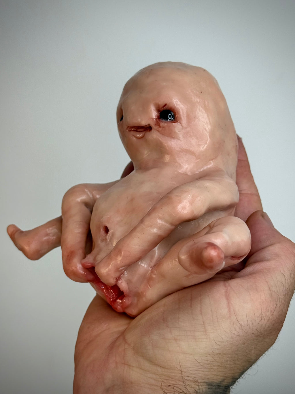 Stretched Out Disturbie – Grotesque Creature Sculpture – Weird Handmade Polymer Clay Oddity