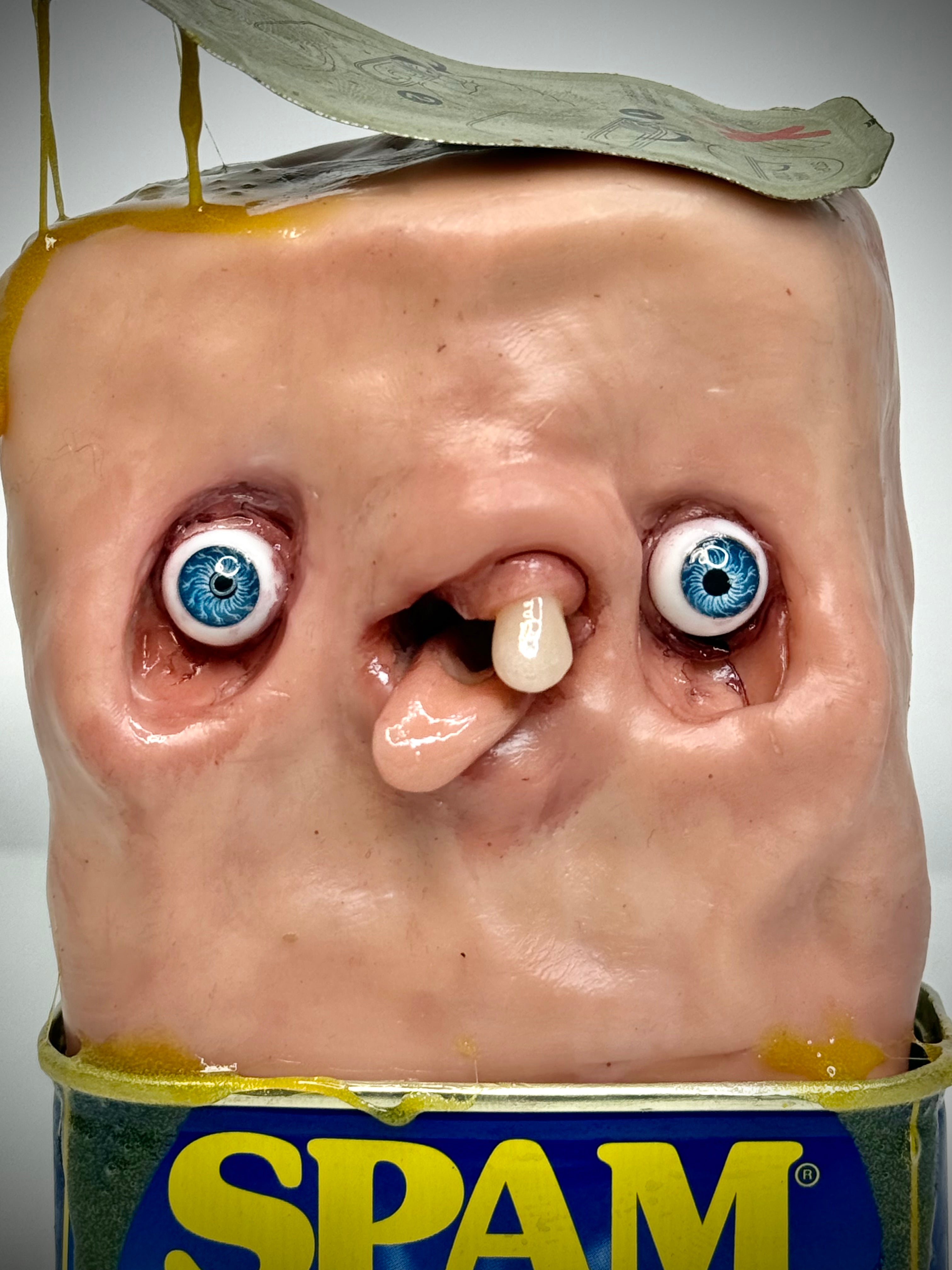Sentient Spam – Creepy Food Sculpture – Weird Handmade Polymer Clay Oddity ()