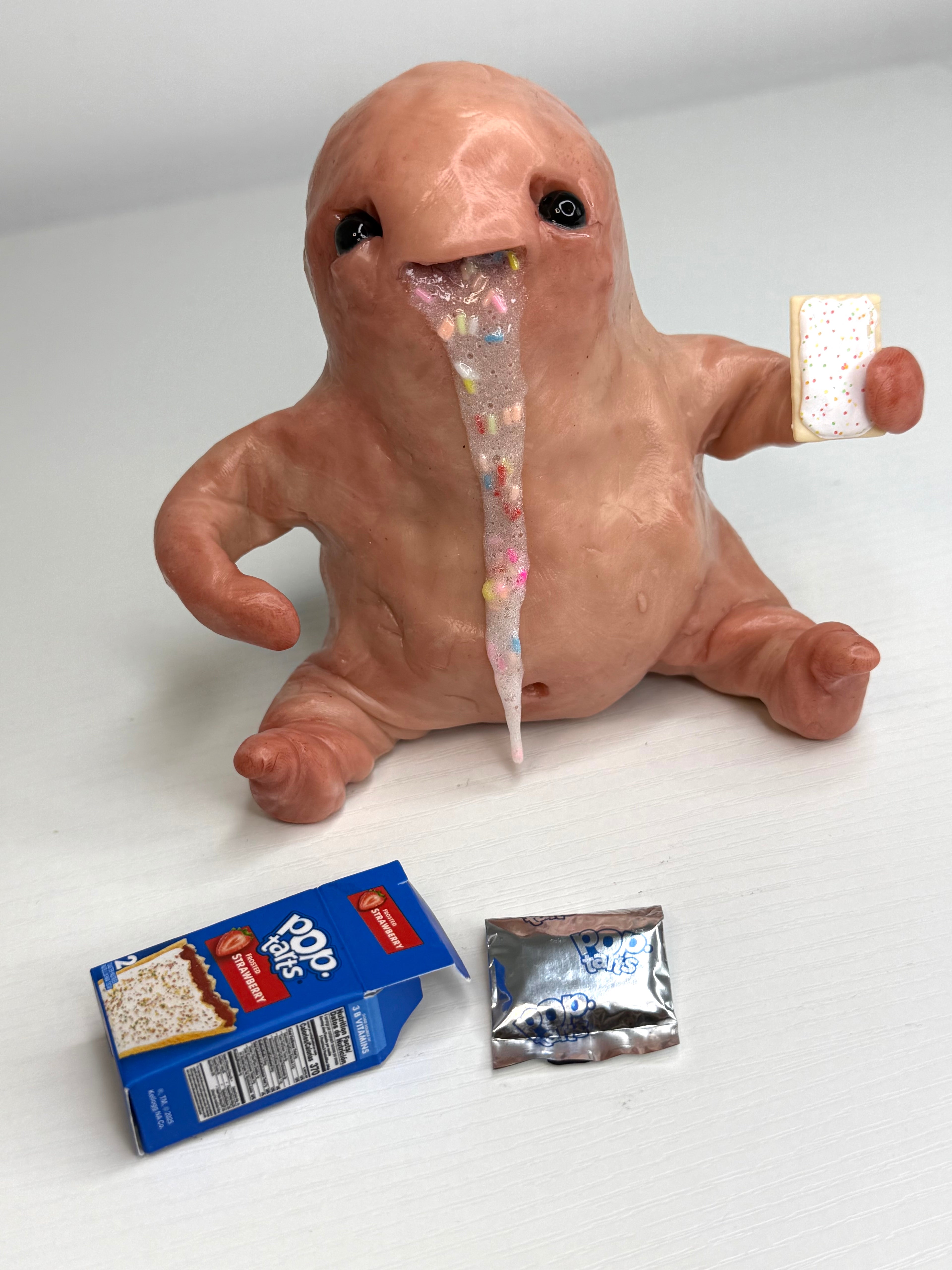 Pop Tart Disturbie – Frosted Breakfast Creature Sculpture – Weird Handmade Polymer Clay Oddity