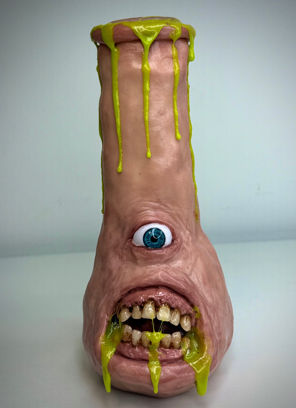 Glowing That’s Vile Bong – Glow in the Dark Horror Bong Sculpture – Weird Handmade Polymer Clay Oddity ) ()