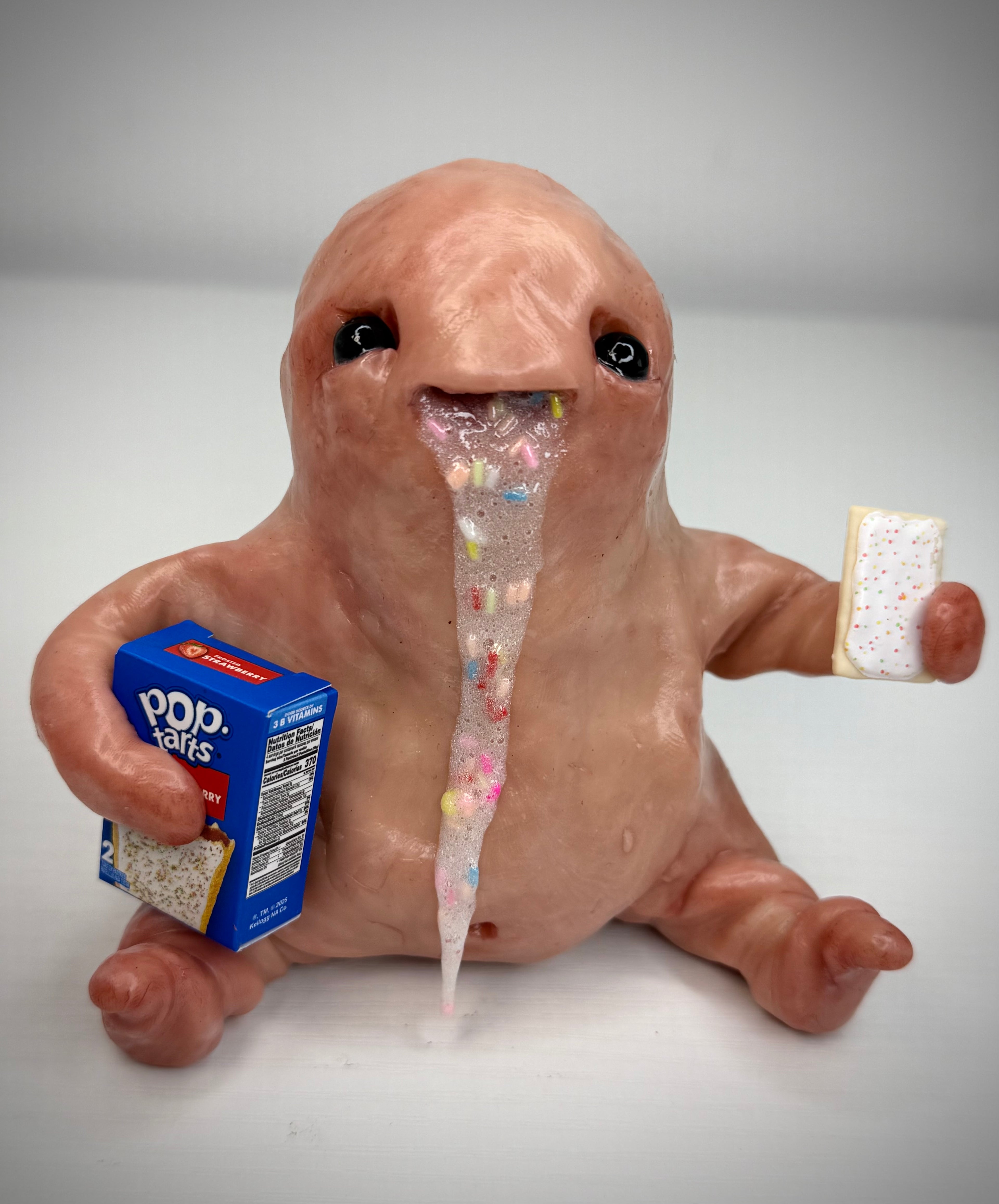 Pop Tart Disturbie – Frosted Breakfast Creature Sculpture – Weird Handmade Polymer Clay Oddity
