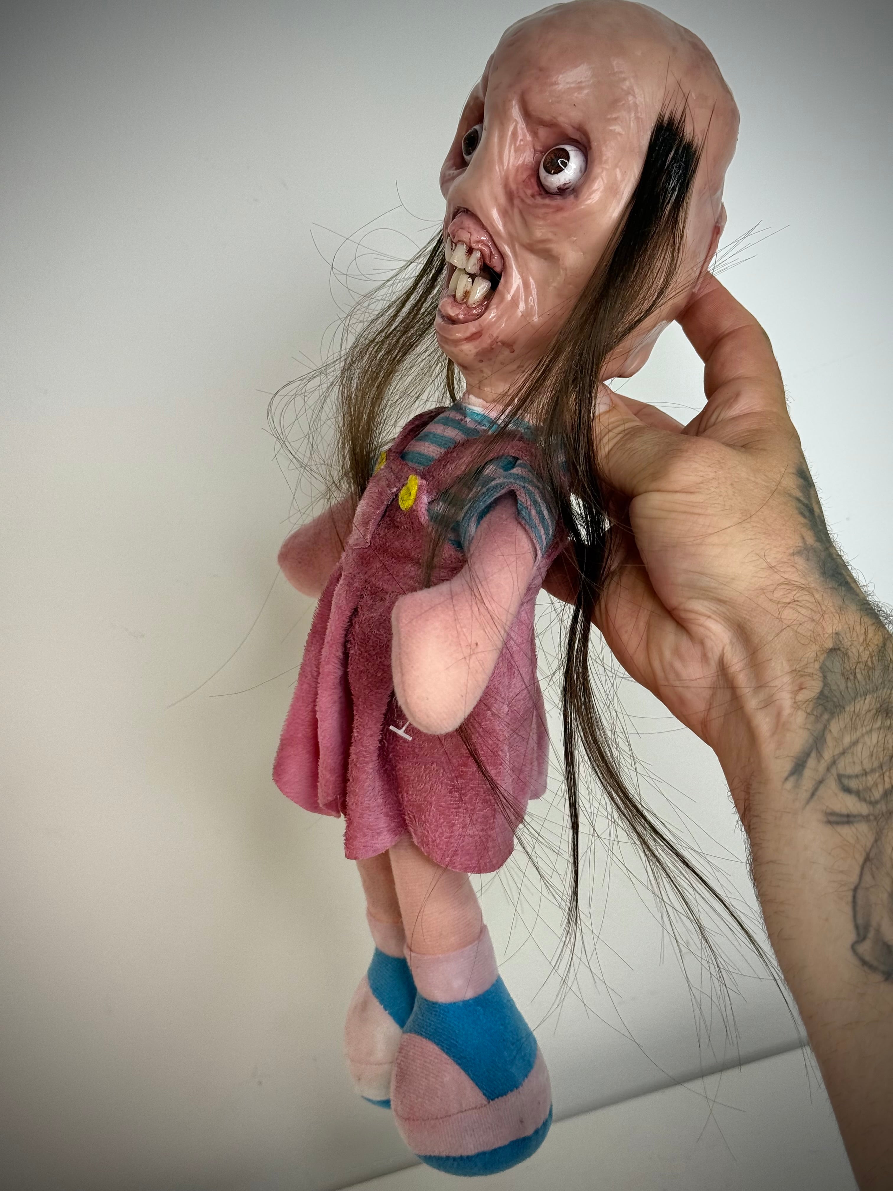 Modified Toy Doll – Horror Doll Sculpture – Weird Handmade Polymer Clay Oddity