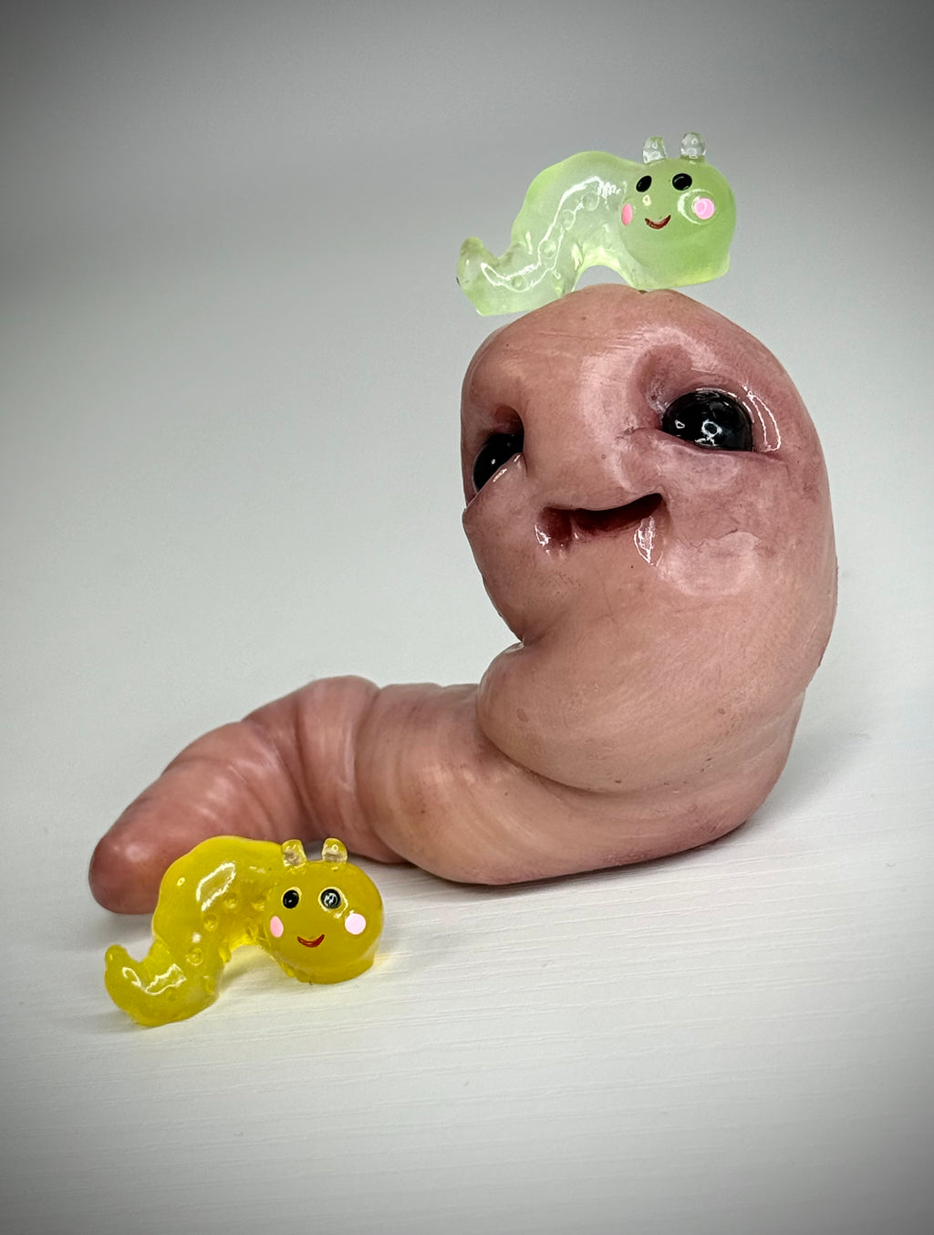 Worm Disturbie with Worm Friends – Grotesque Creature Sculpture – Weird Handmade Polymer Clay Oddity