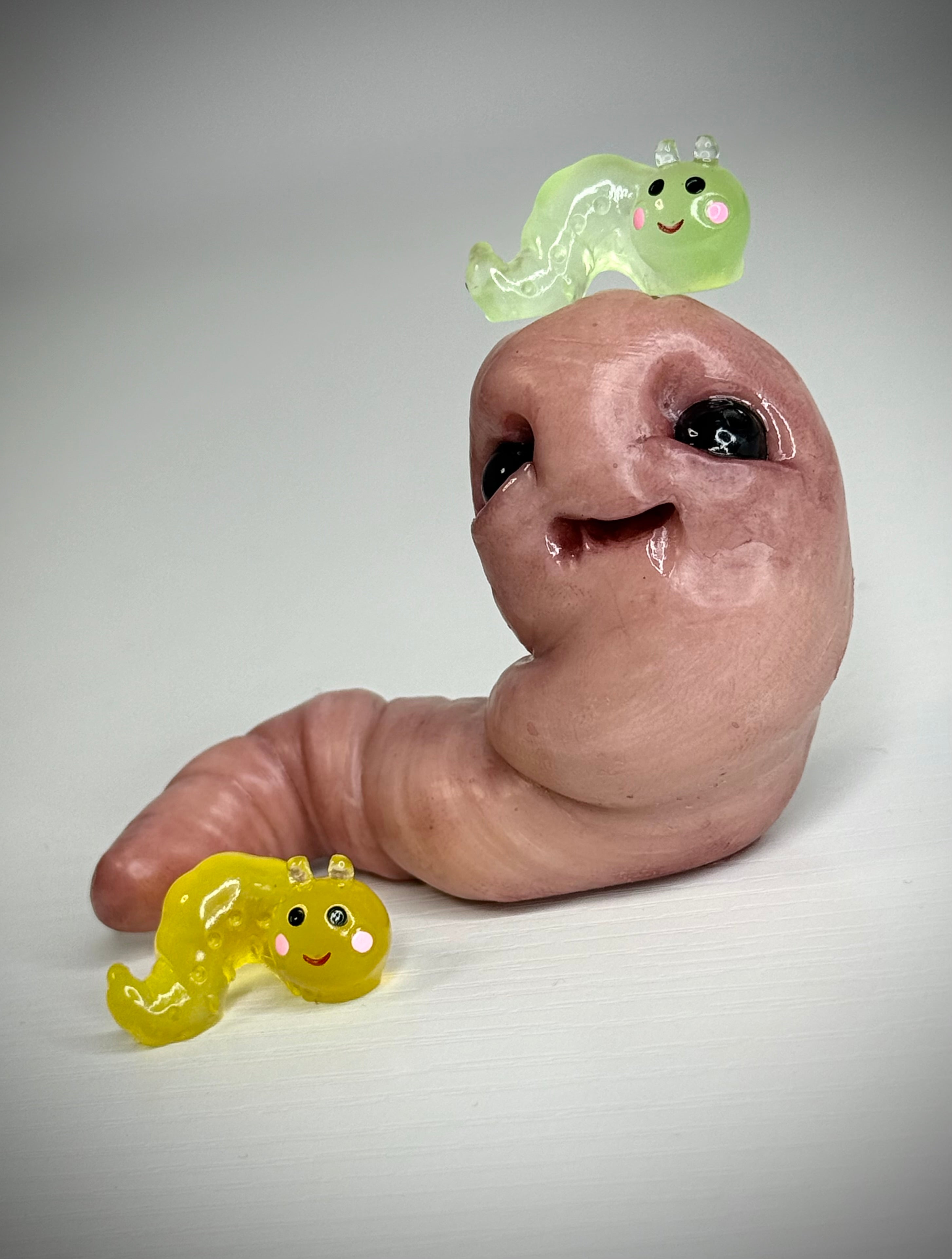Worm Disturbie with Worm Friends – Grotesque Creature Sculpture – Weird Handmade Polymer Clay Oddity