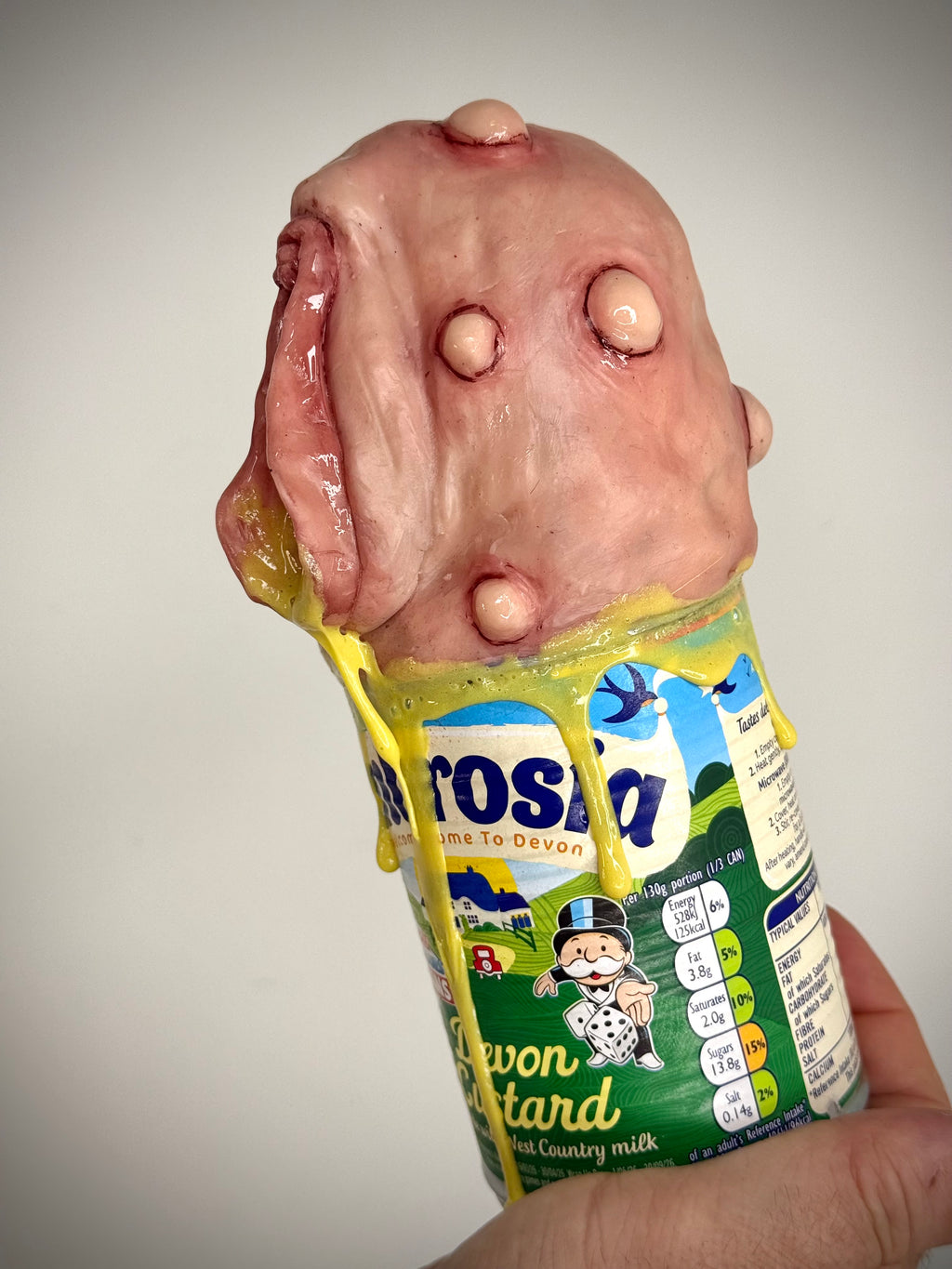 Creamy Custard – Grotesque Custard Can Sculpture – Weird Handmade Polymer Clay Oddity