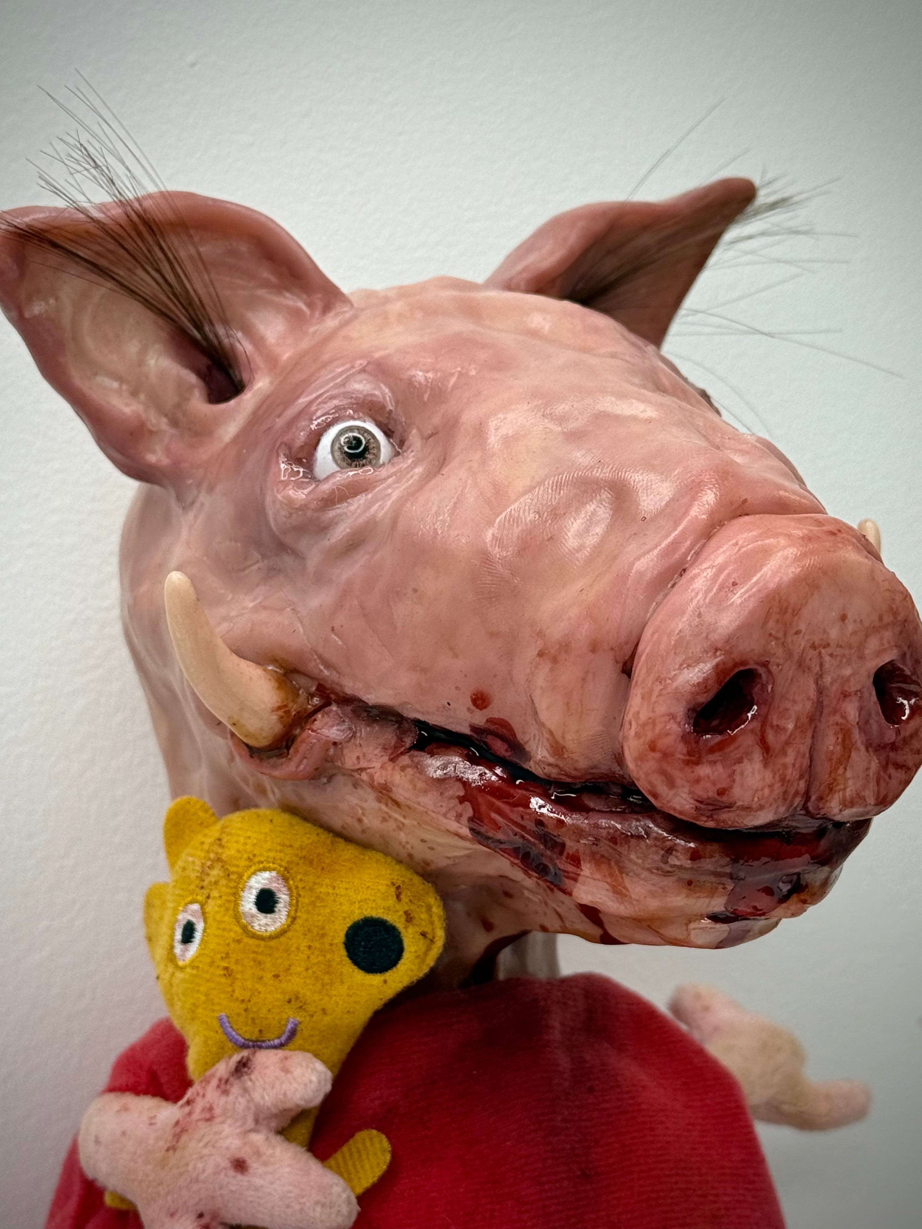 Mutant Pig Plush – Handmade Horror Sculpture