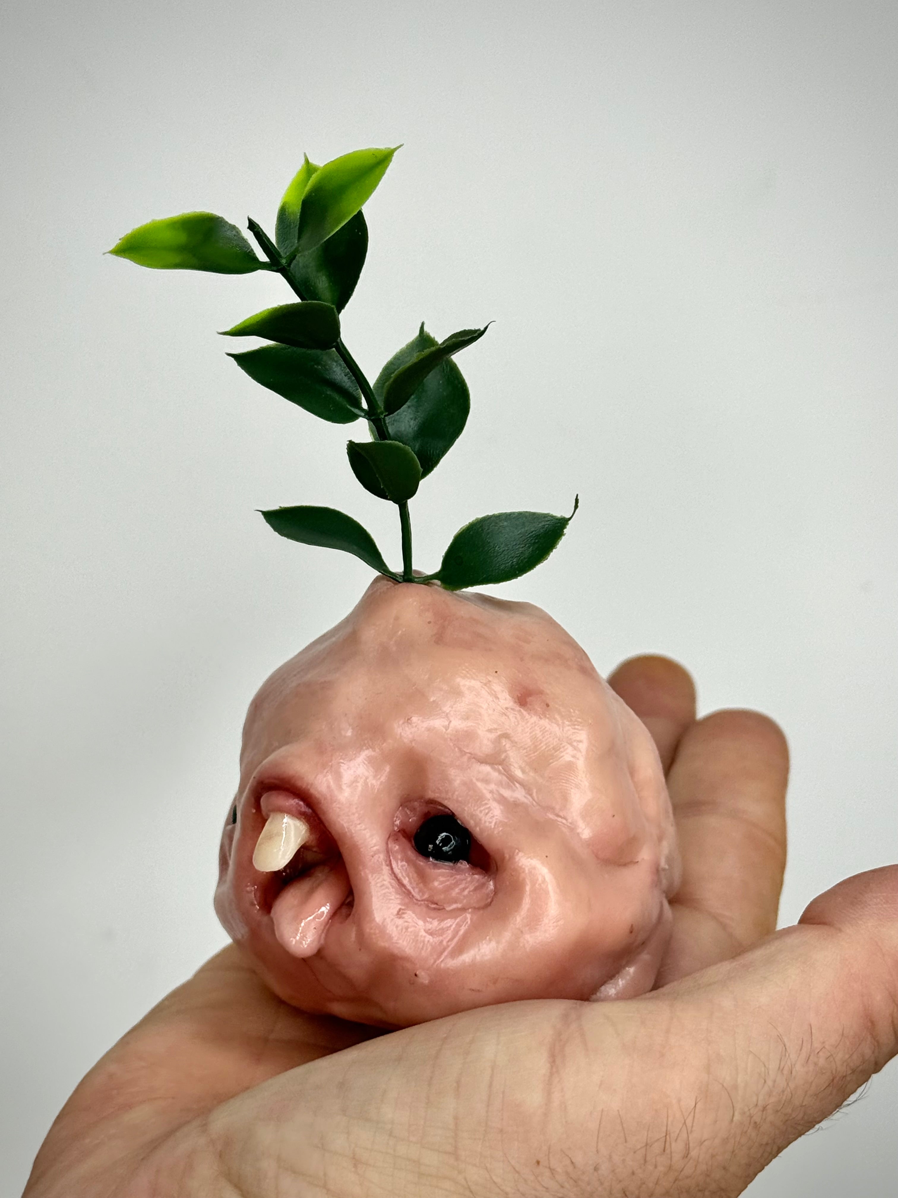 Sprout Nugget – Weird Handmade Polymer Clay Creature Sculpture – Creepy Plant Oddity