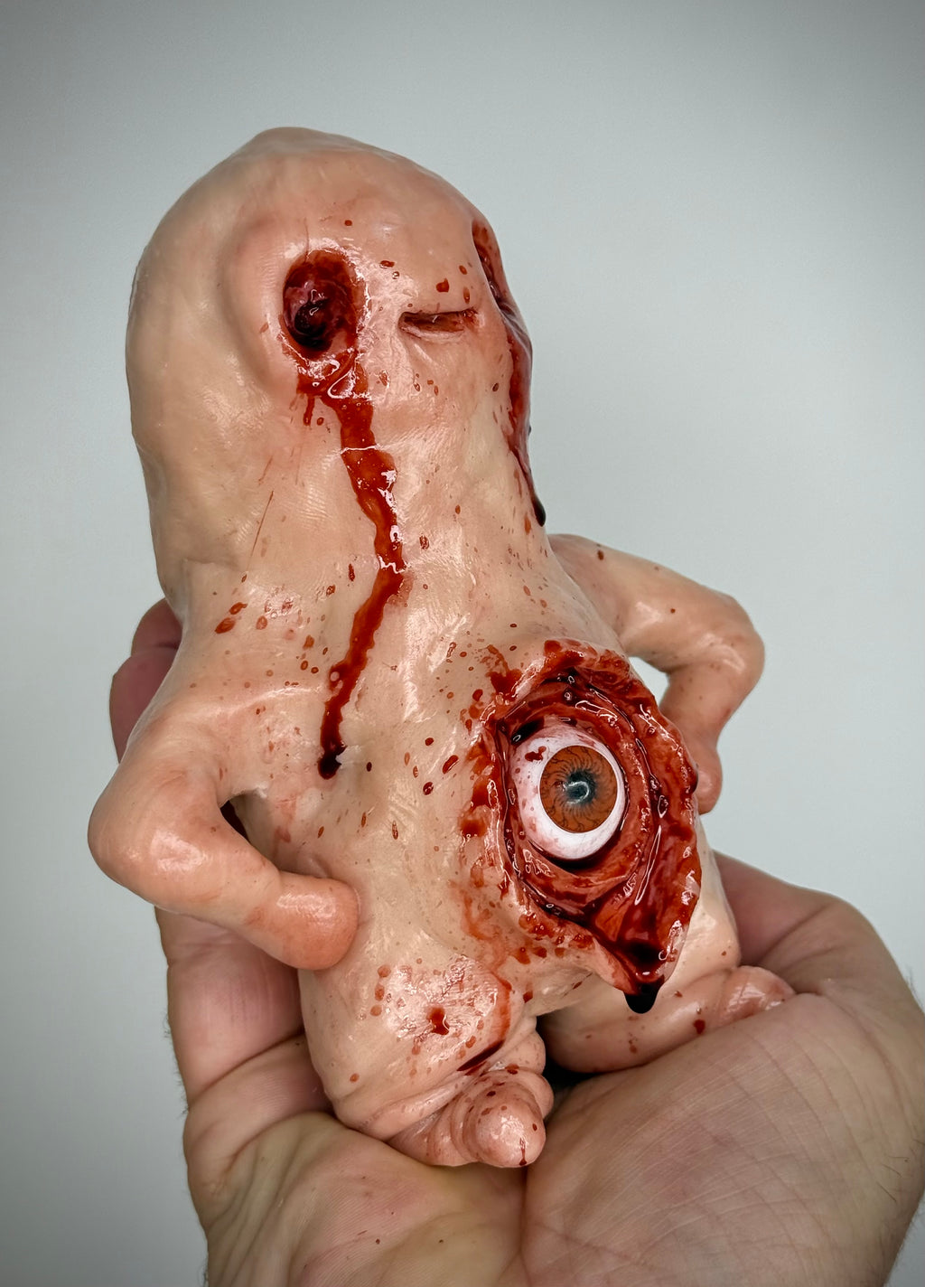 All Seeing Disturbie – Grotesque Eyeball Creature Sculpture – Weird Handmade Polymer Clay Oddity