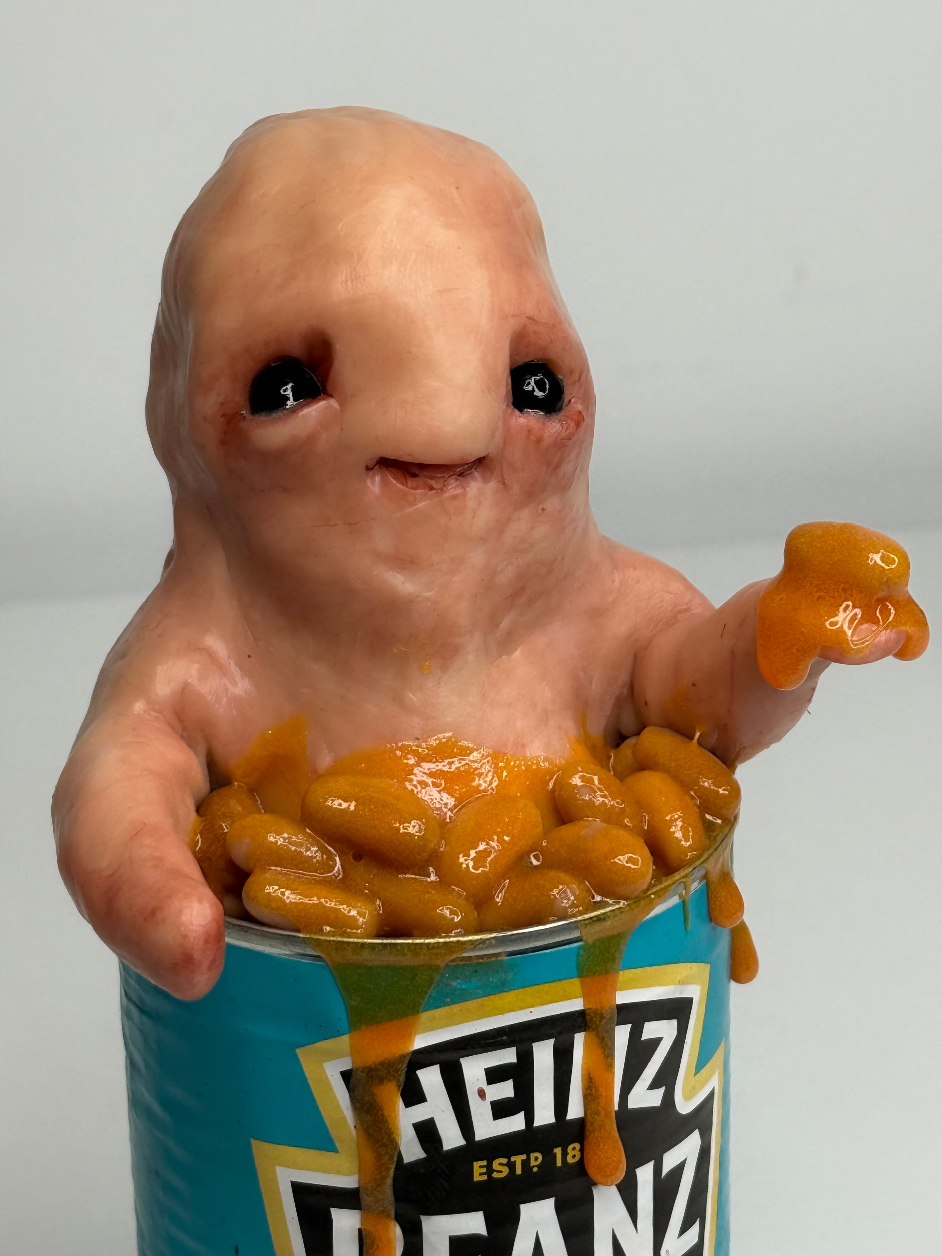 Bathing Beanz Disturbie – Bean Bath Creature Sculpture – Weird Handmade Polymer Clay Oddity