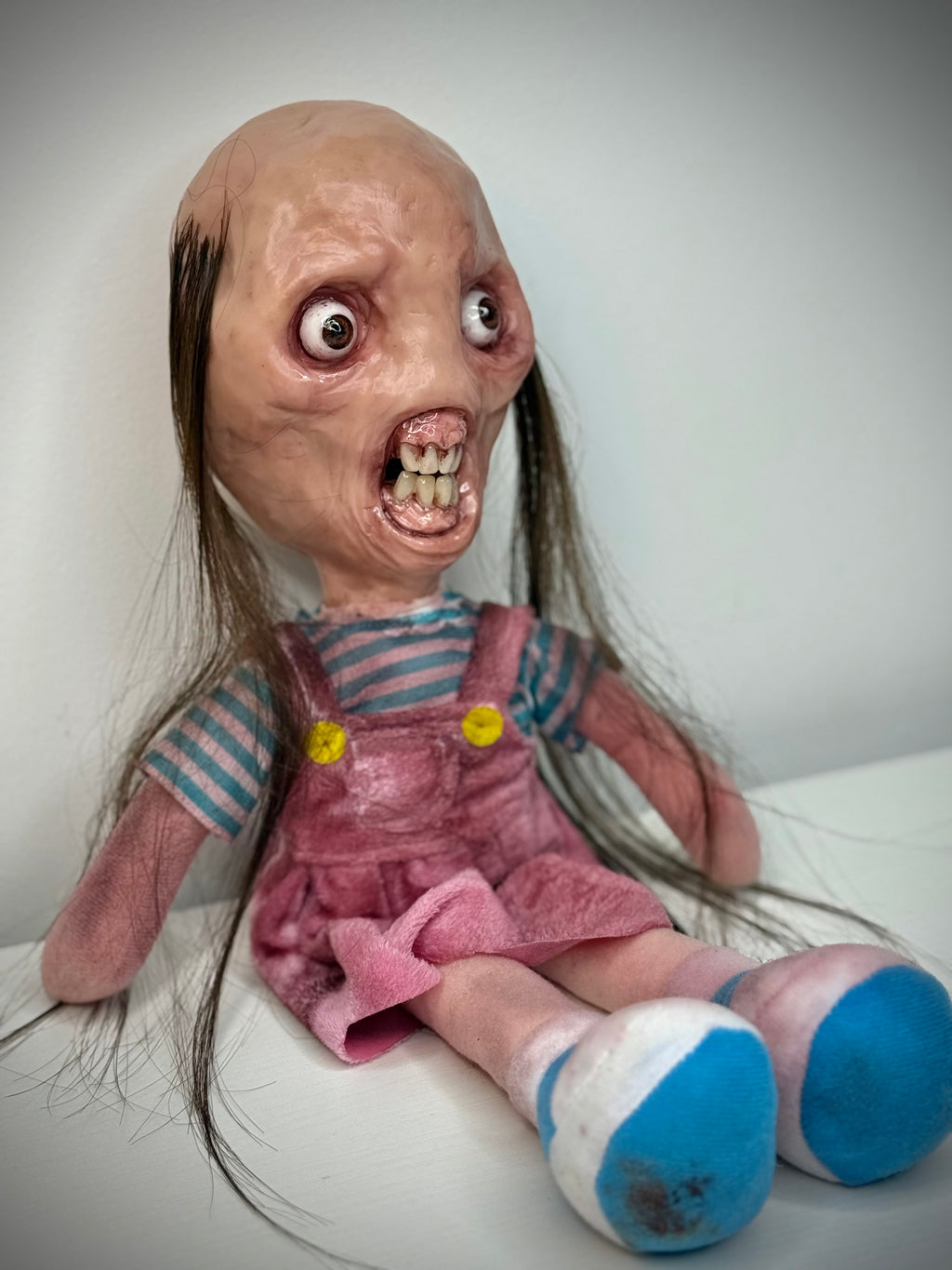 Modified Toy Doll – Horror Doll Sculpture – Weird Handmade Polymer Clay Oddity