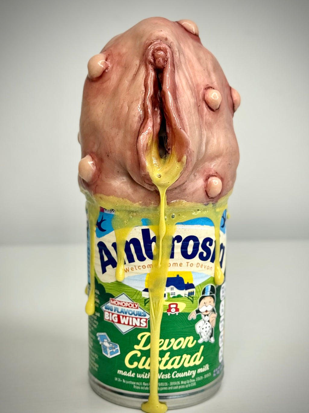 Creamy Custard – Grotesque Custard Can Sculpture – Weird Handmade Polymer Clay Oddity