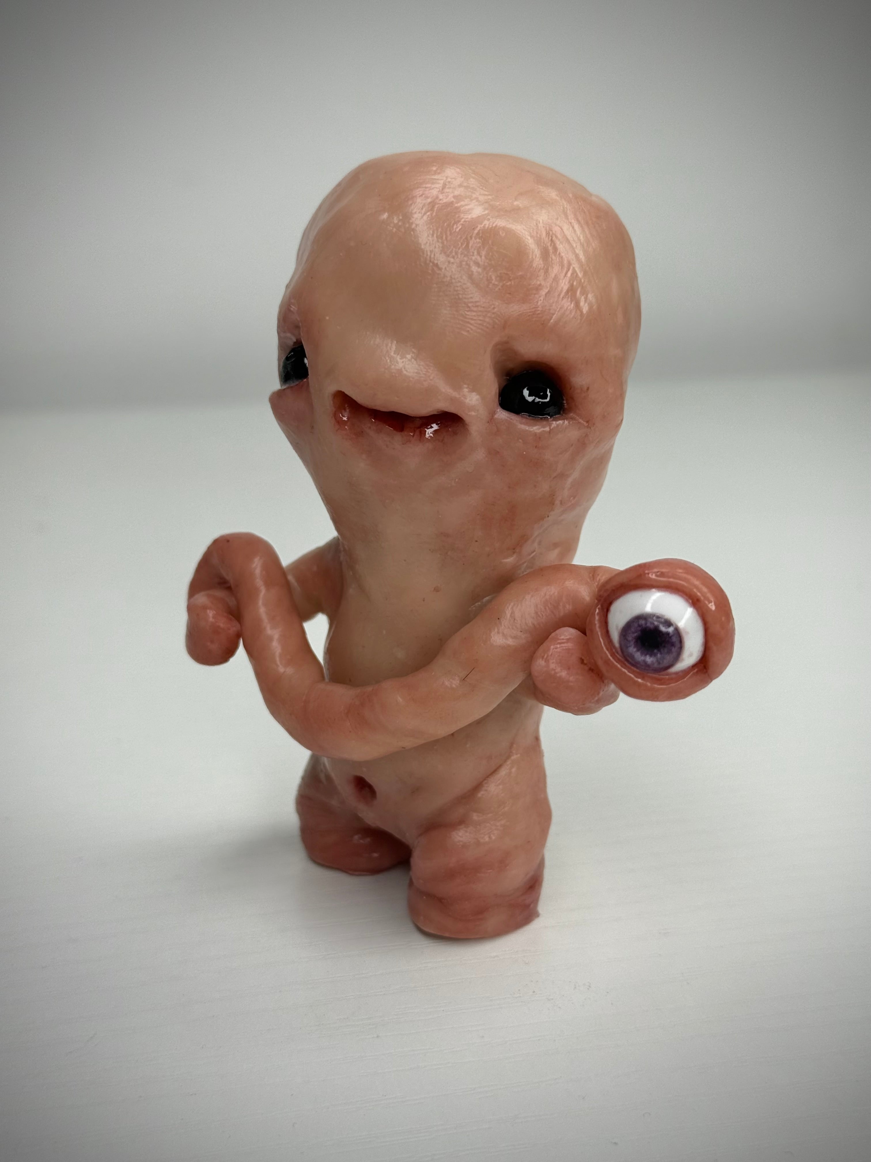 Disturbie & Curious Eyeworm – Handmade Polymer Clay Creature Sculpture