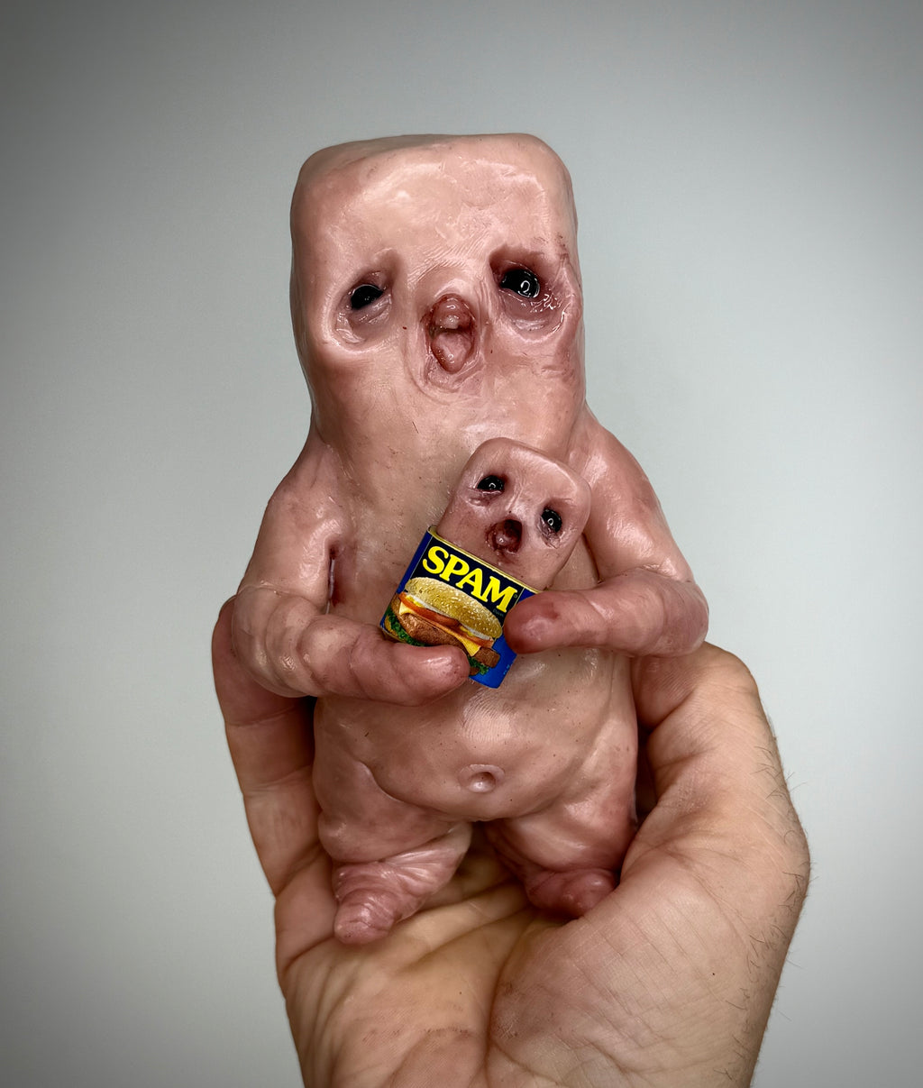 Spam Disturbie – Grotesque Creature Sculpture – Weird Handmade Polymer Clay Oddity