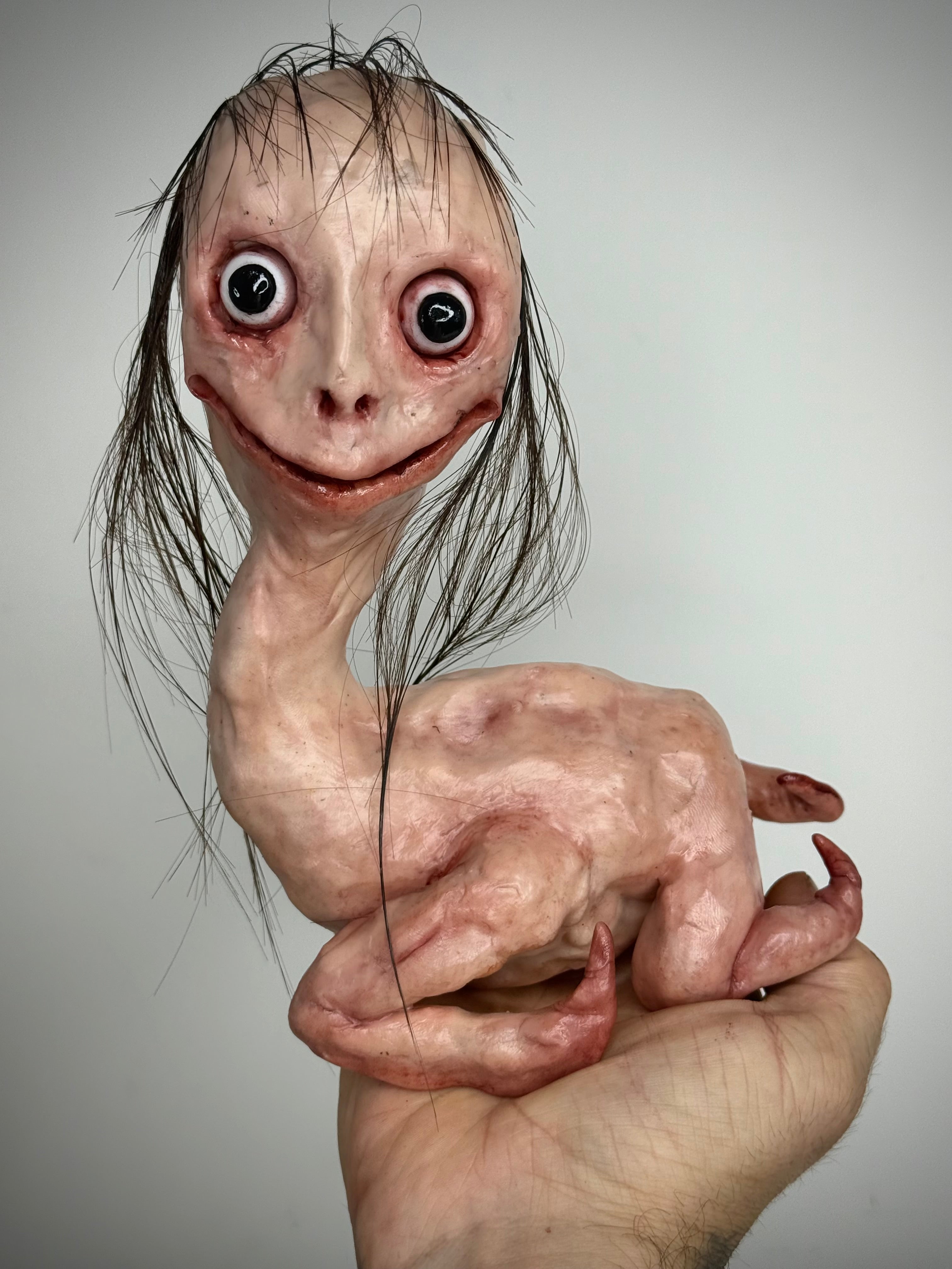 Momo Inspired Bird Creature Sculpture – Weird Handmade Polymer Clay Oddity