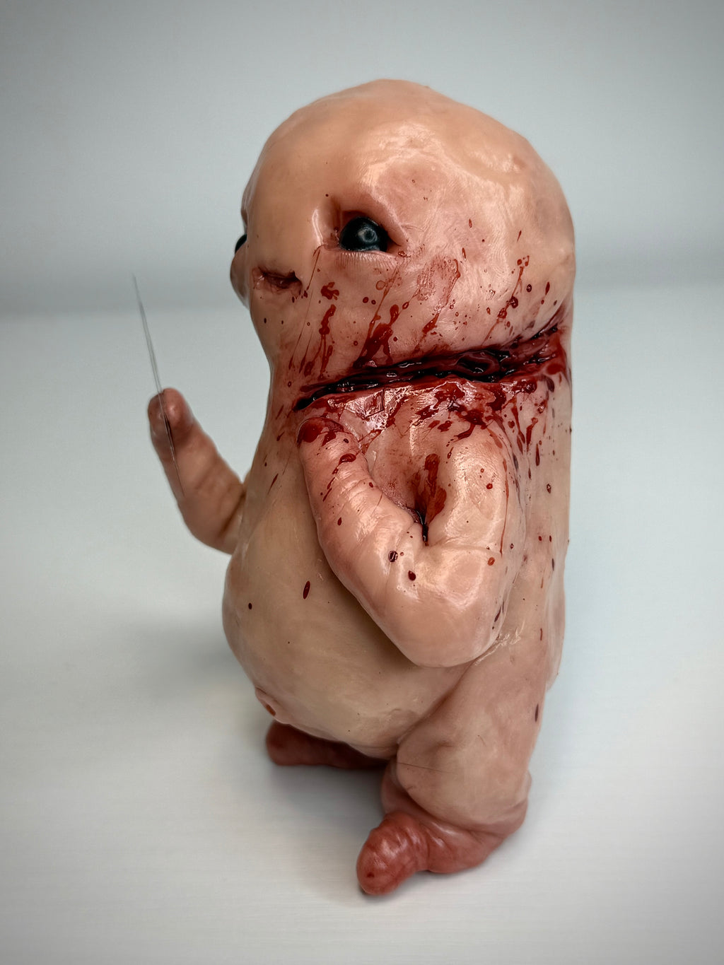 Shaving Trouble Disturbie – Grotesque Creature Sculpture – Weird Handmade Polymer Clay Oddity