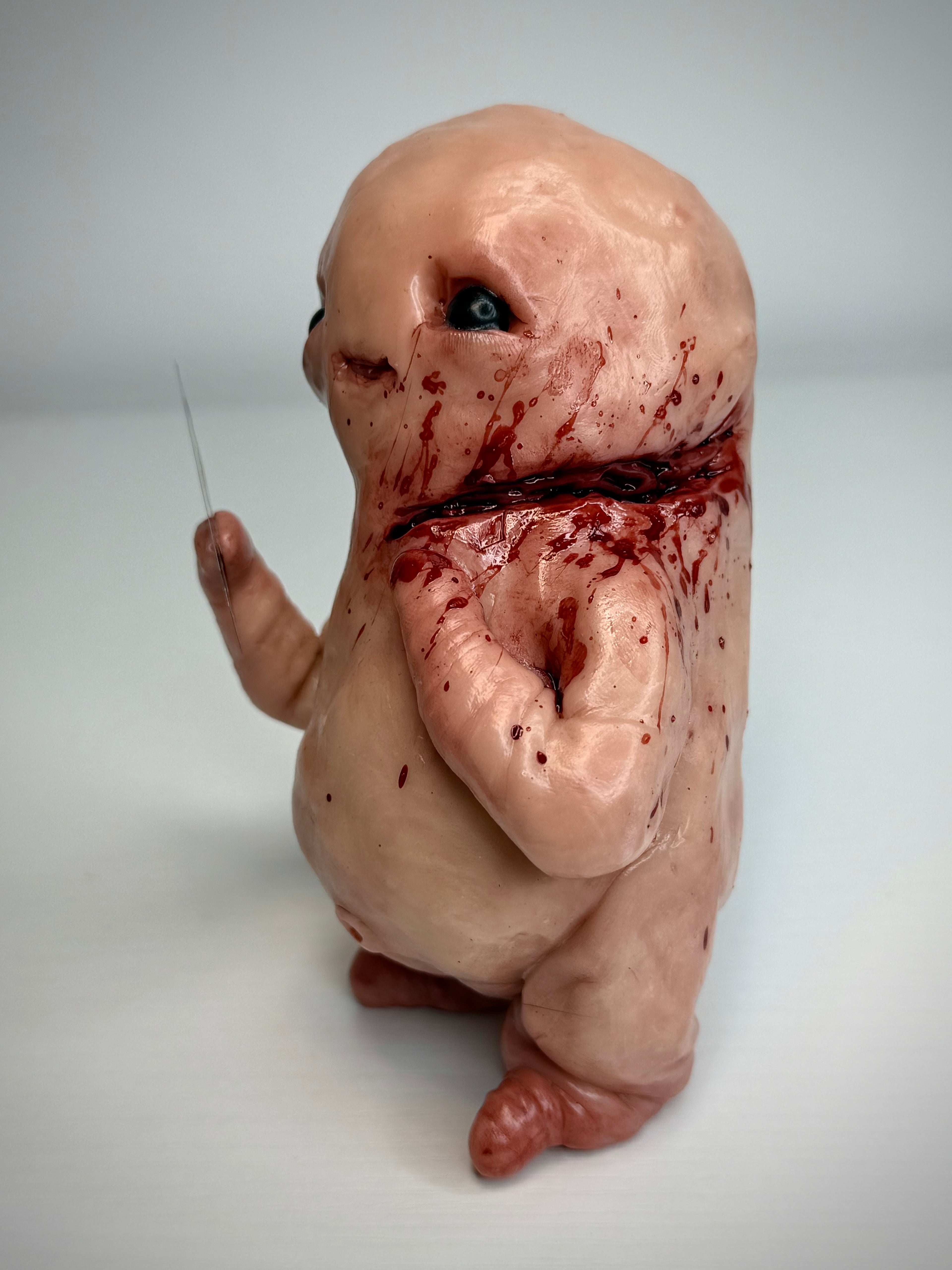 Shaving Trouble Disturbie – Grotesque Creature Sculpture – Weird Handmade Polymer Clay Oddity