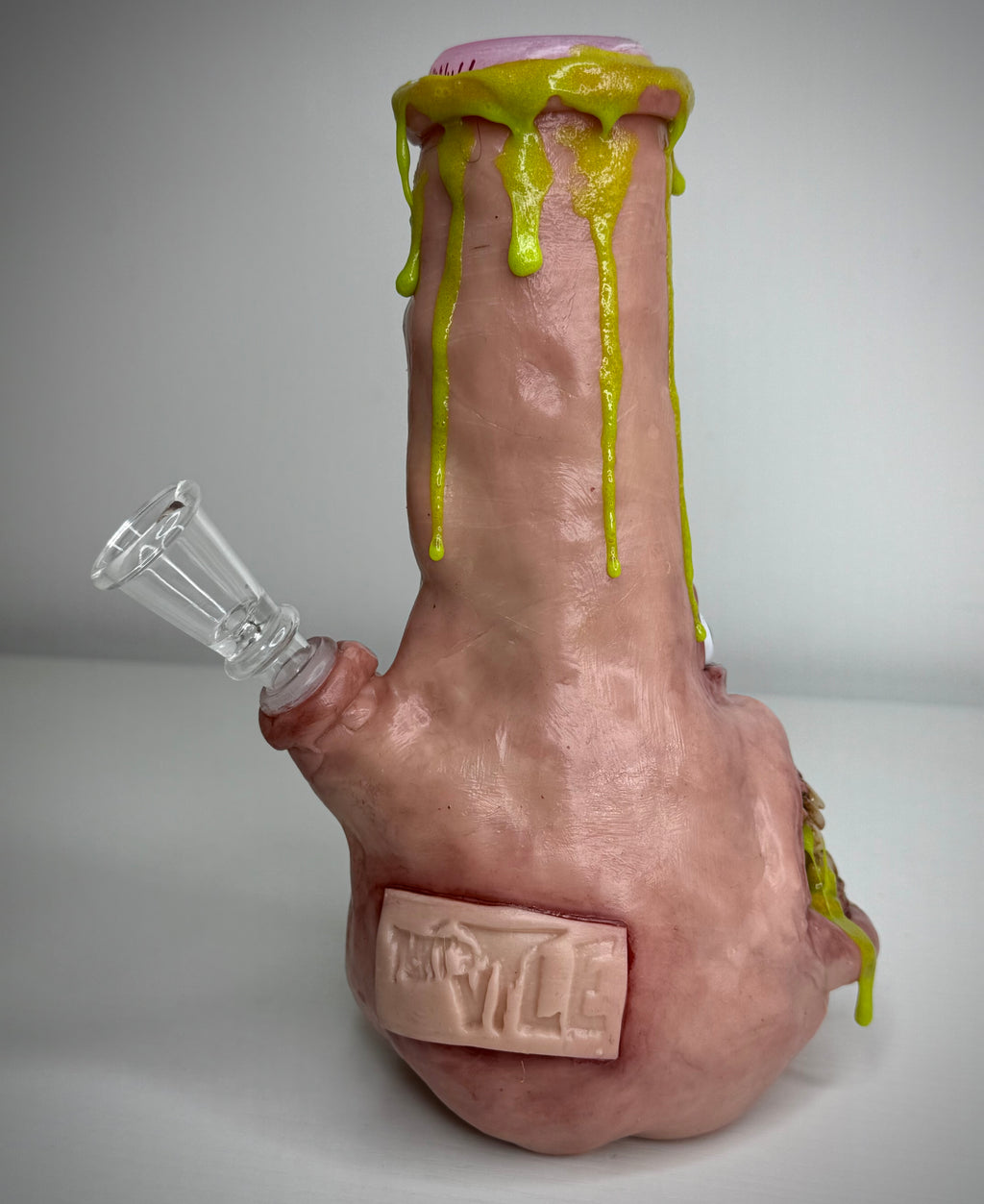 Glowing That’s Vile Bong – Glow in the Dark Horror Bong Sculpture – Weird Handmade Polymer Clay Oddity )