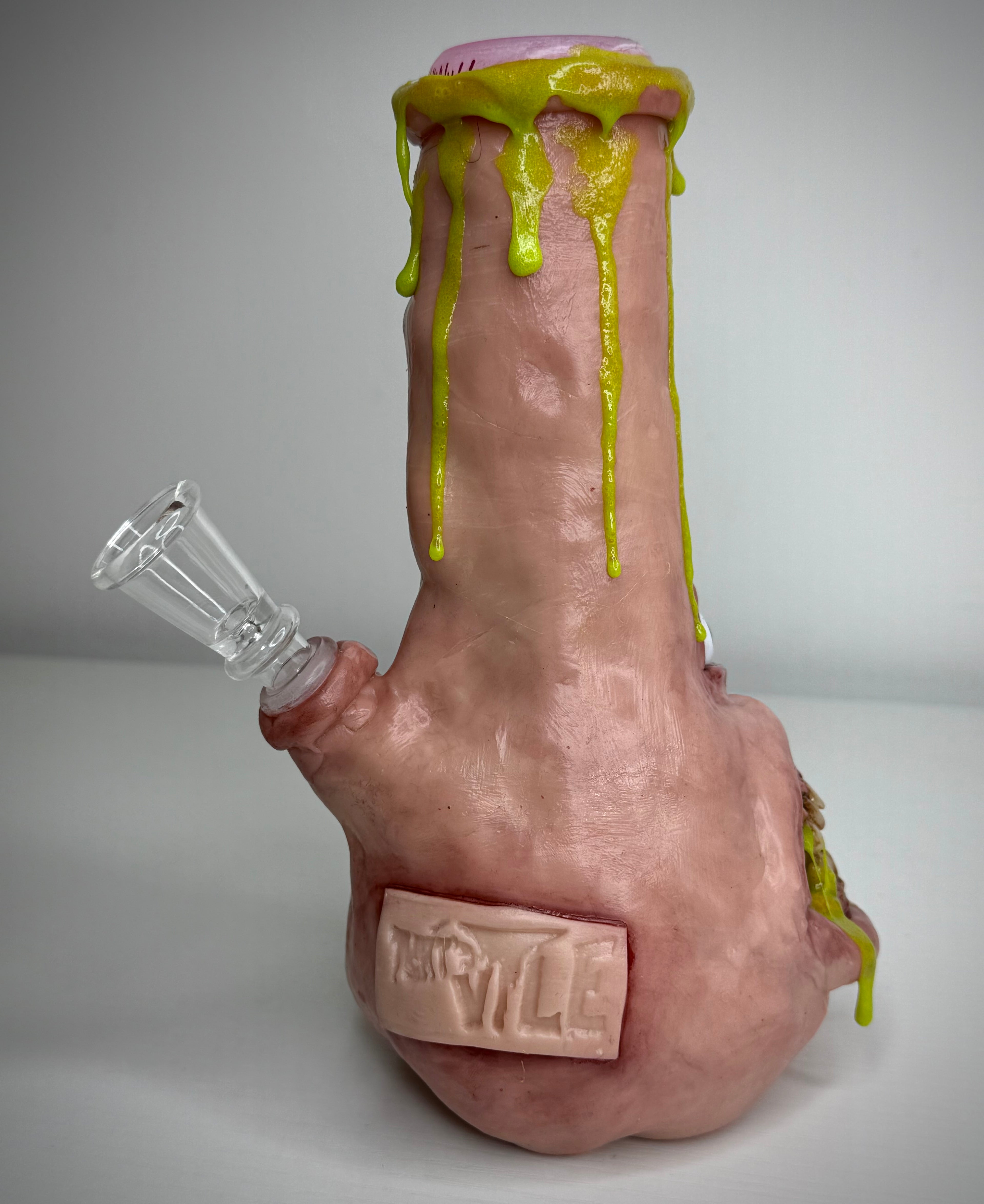 Glowing That’s Vile Bong – Glow in the Dark Horror Bong Sculpture – Weird Handmade Polymer Clay Oddity )