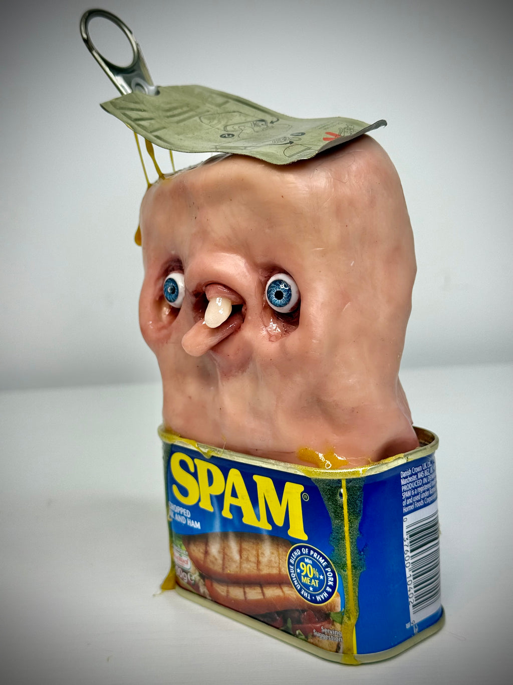Sentient Spam – Creepy Food Sculpture – Weird Handmade Polymer Clay Oddity ()